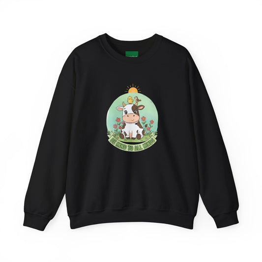Cow & Chick Vegan Merch Sweatshirt — Cute Cow Graphic Crewneck - PrintsyNook