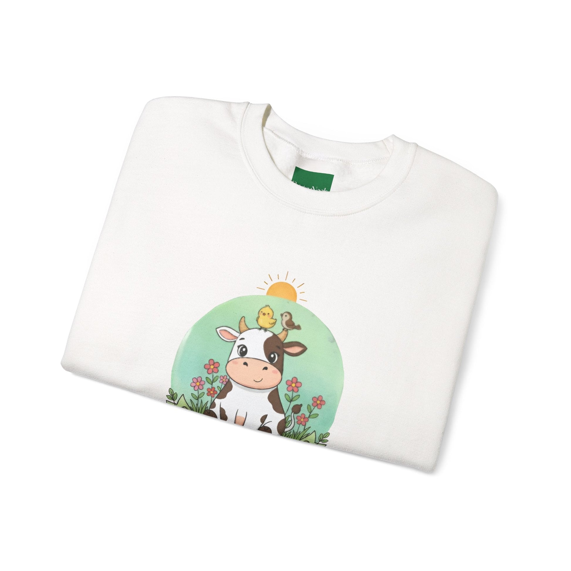 Cow & Chick Vegan Merch Sweatshirt — Cute Cow Graphic Crewneck - PrintsyNook