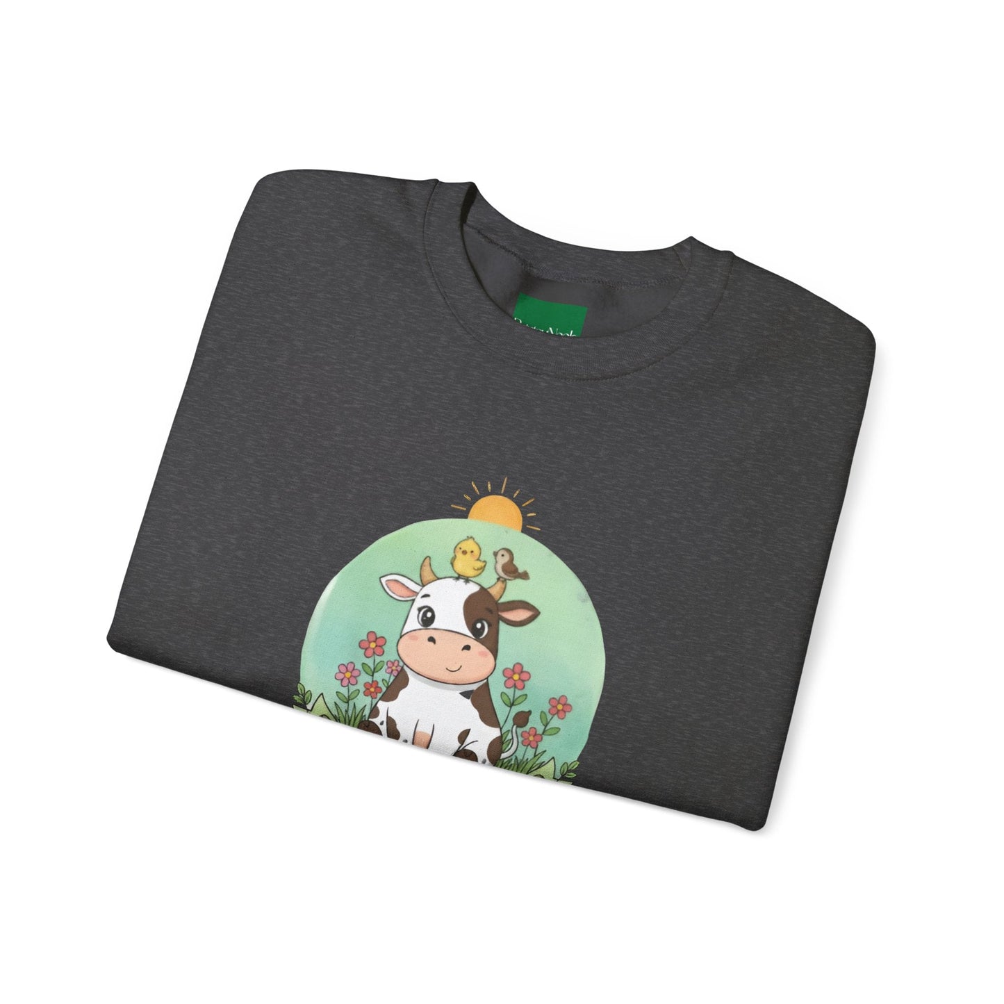Cow & Chick Vegan Merch Sweatshirt — Cute Cow Graphic Crewneck - PrintsyNook
