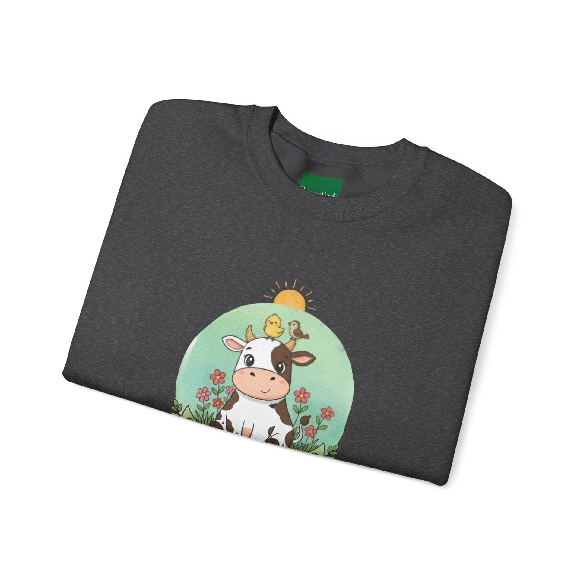 Cow & Chick Vegan Merch Sweatshirt — Cute Cow Graphic Crewneck - PrintsyNook