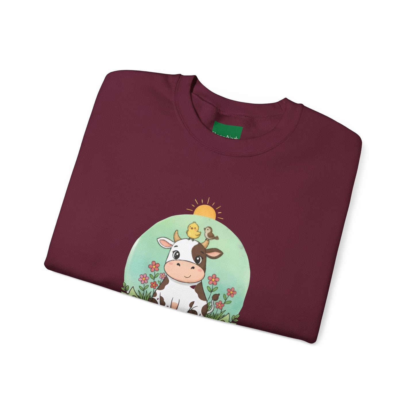 Cow & Chick Vegan Merch Sweatshirt — Cute Cow Graphic Crewneck - PrintsyNook