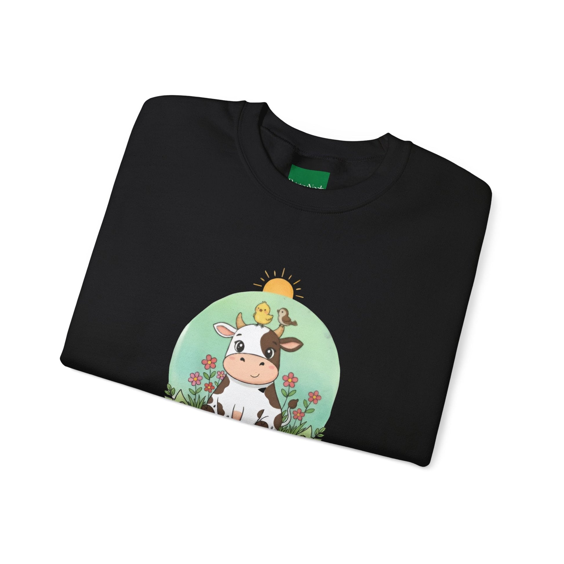 Cow & Chick Vegan Merch Sweatshirt — Cute Cow Graphic Crewneck - PrintsyNook