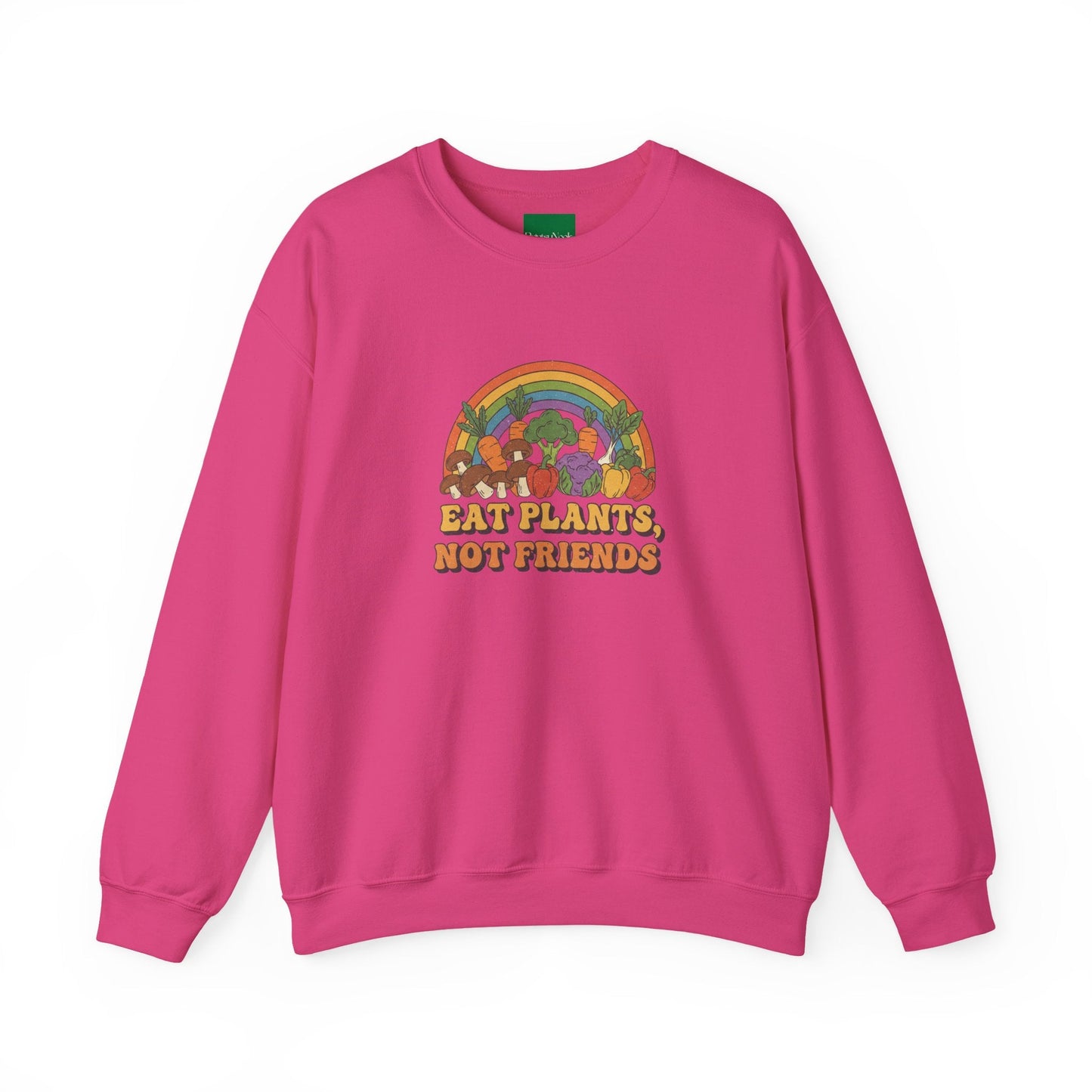 Eat Plants Not Friends Sweatshirt - Retro Rainbow Vegan Crewneck - PrintsyNook