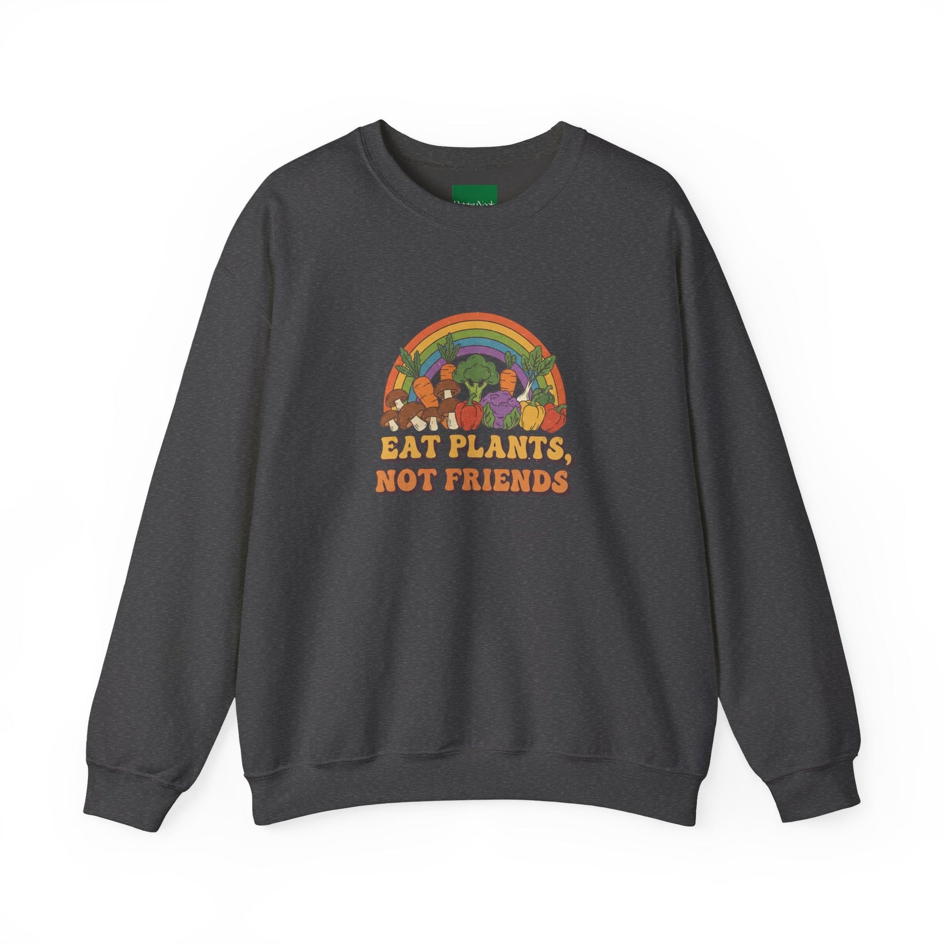 Eat Plants Not Friends Sweatshirt - Retro Rainbow Vegan Crewneck - PrintsyNook