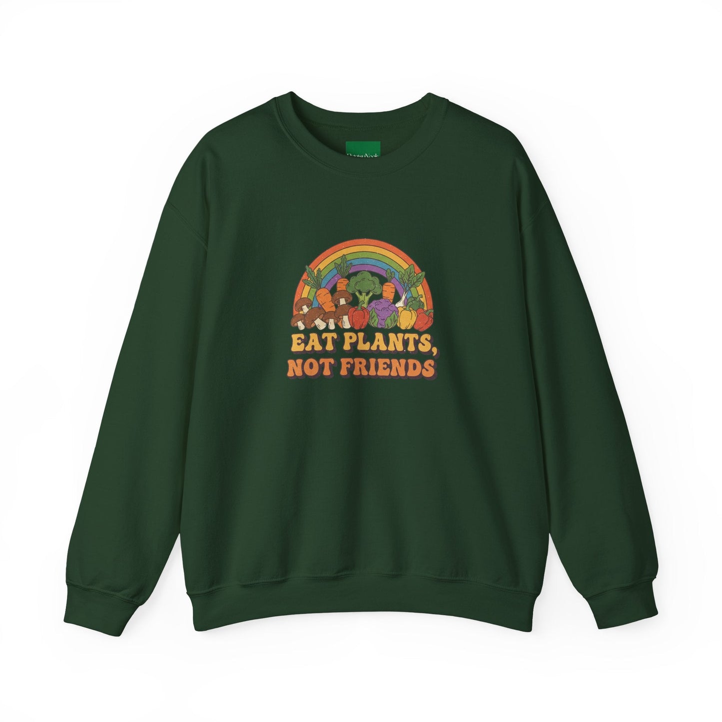 Eat Plants Not Friends Sweatshirt - Retro Rainbow Vegan Crewneck - PrintsyNook