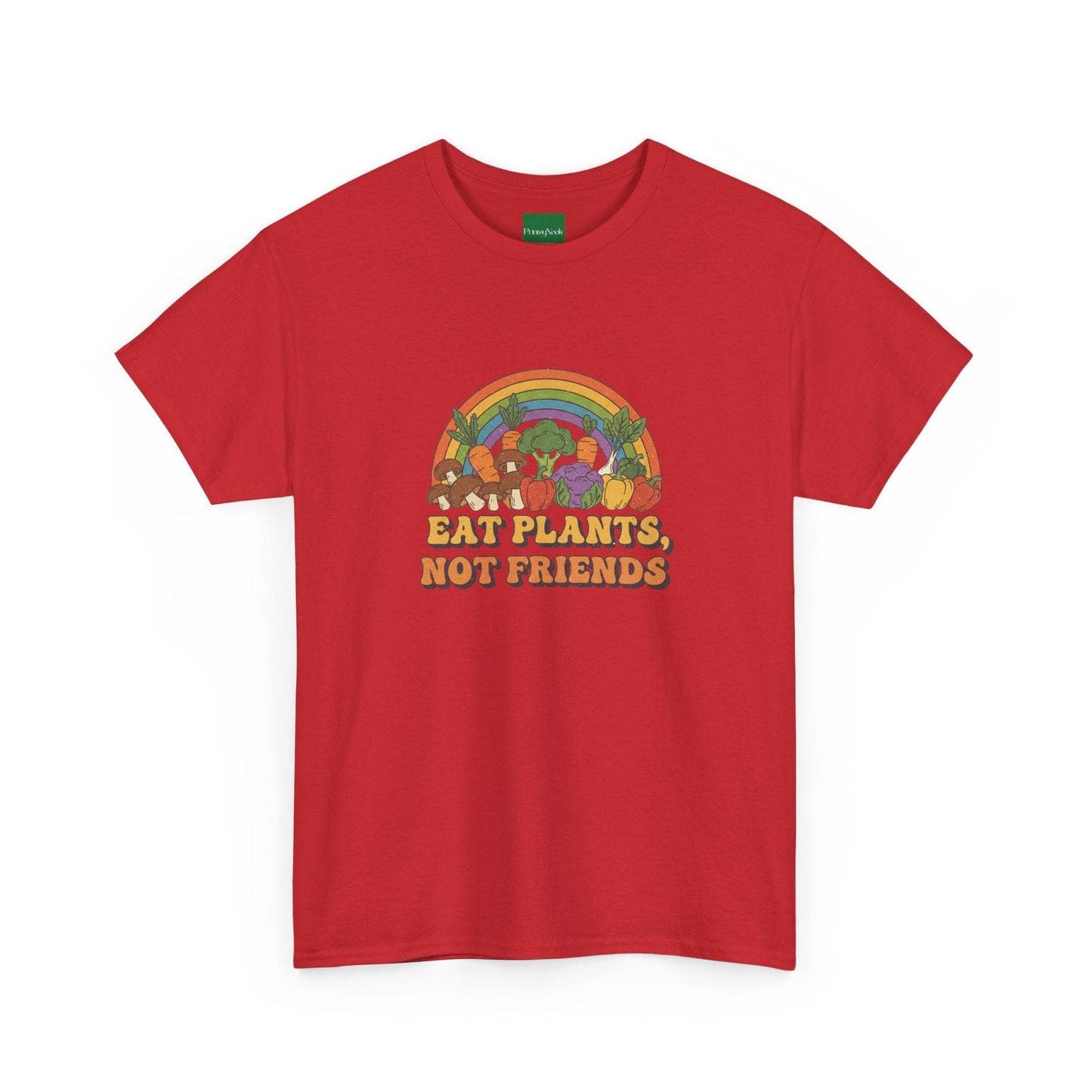 Eat Plants, Not Friends Vegan Retro Tee - PrintsyNook