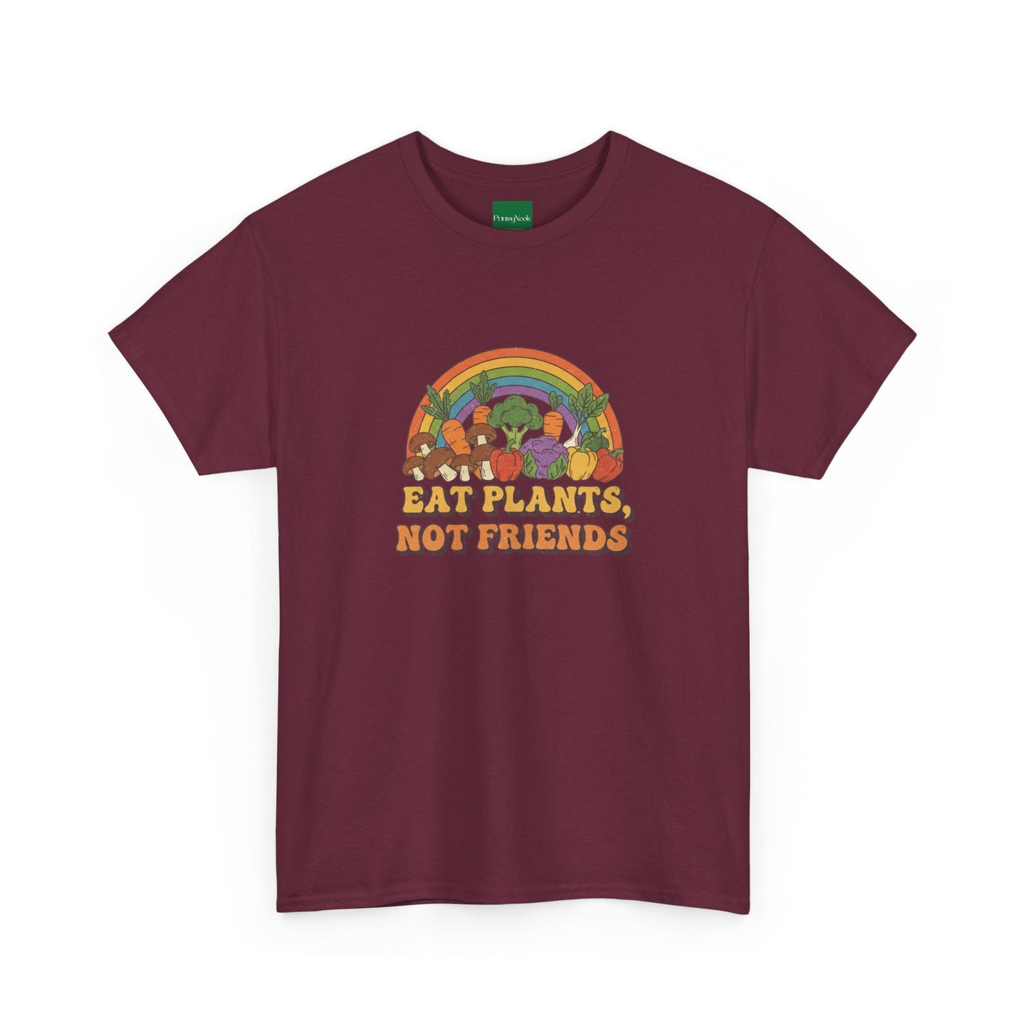 Eat Plants, Not Friends Vegan Retro Tee - PrintsyNook