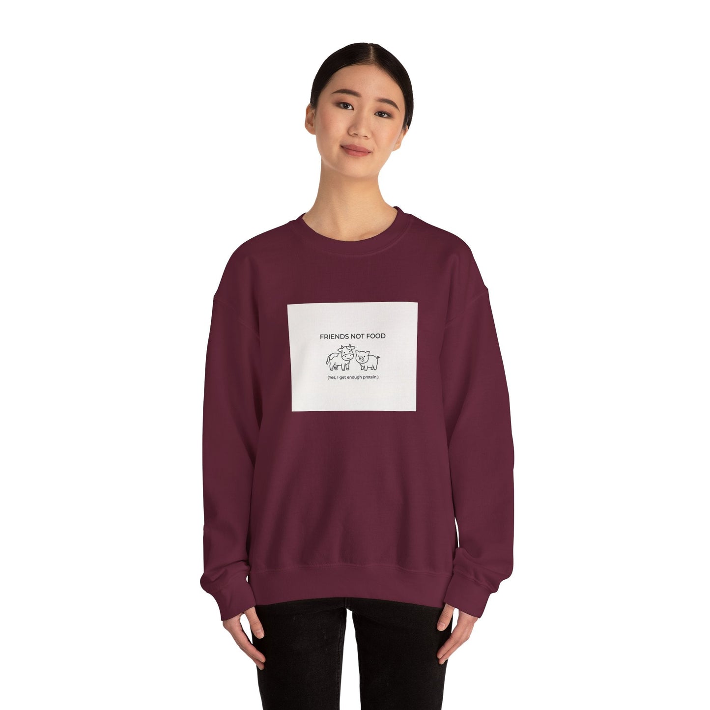 Friends Not Food Sweatshirt — Vegan Animal Rights Crewneck - PrintsyNook