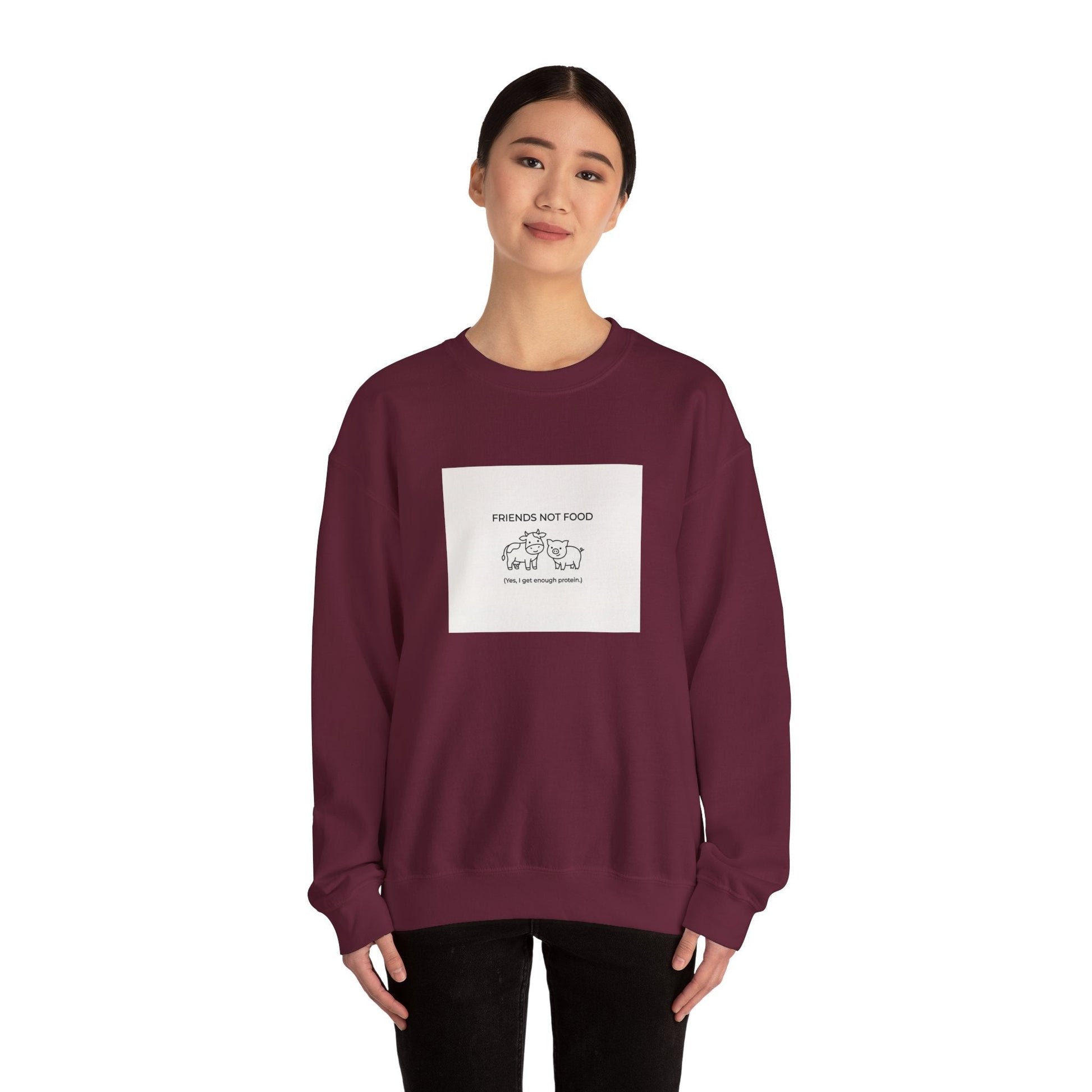 Friends Not Food Sweatshirt — Vegan Animal Rights Crewneck - PrintsyNook