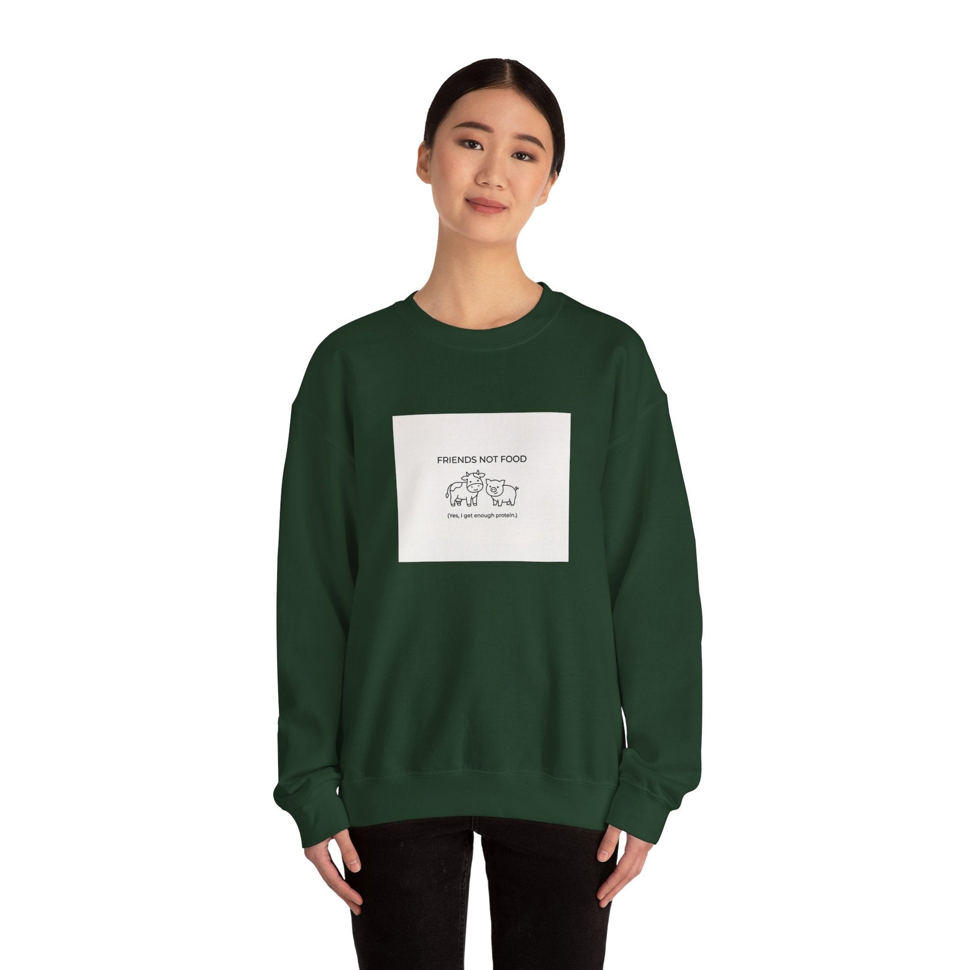 Friends Not Food Sweatshirt — Vegan Animal Rights Crewneck - PrintsyNook
