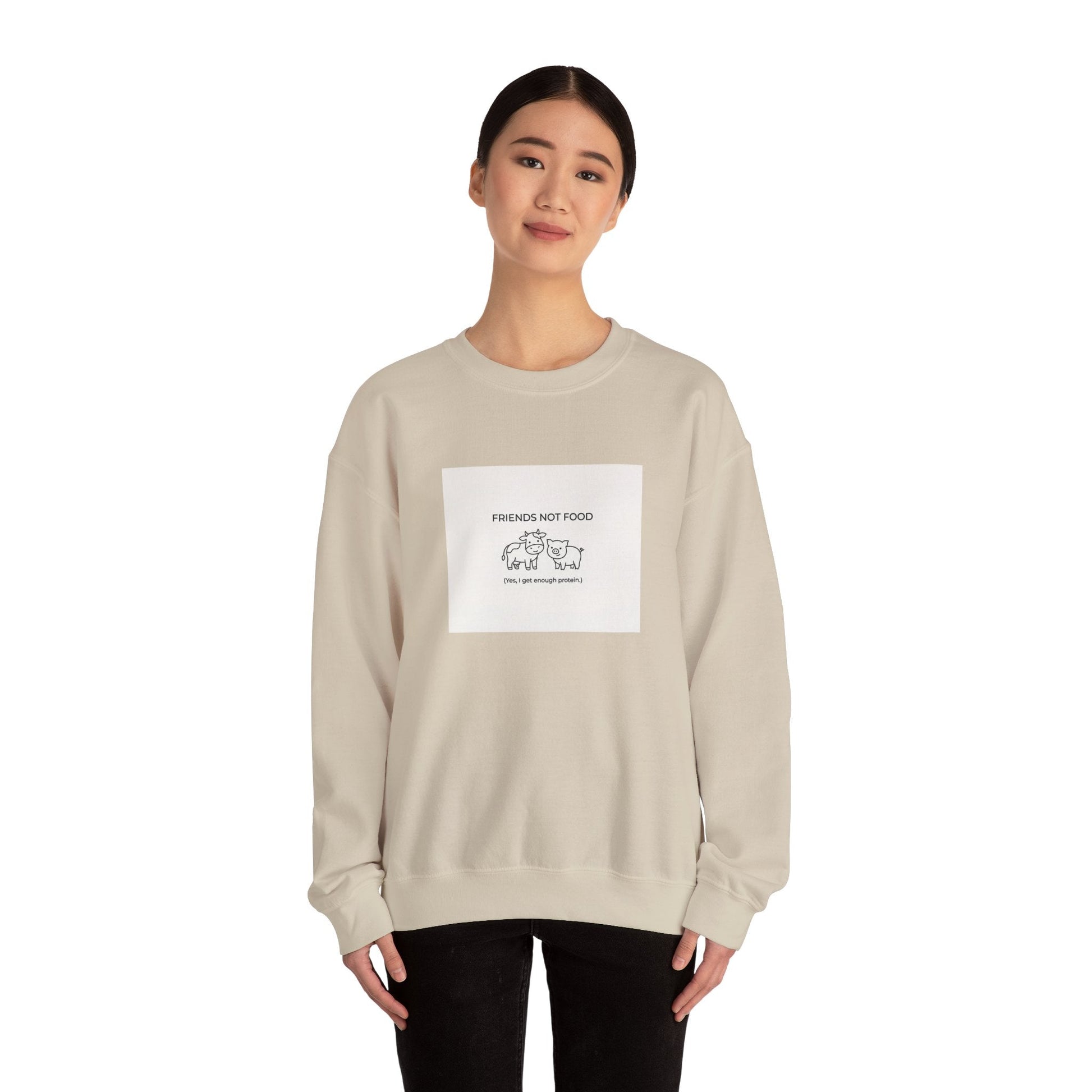 Friends Not Food Sweatshirt — Vegan Animal Rights Crewneck - PrintsyNook