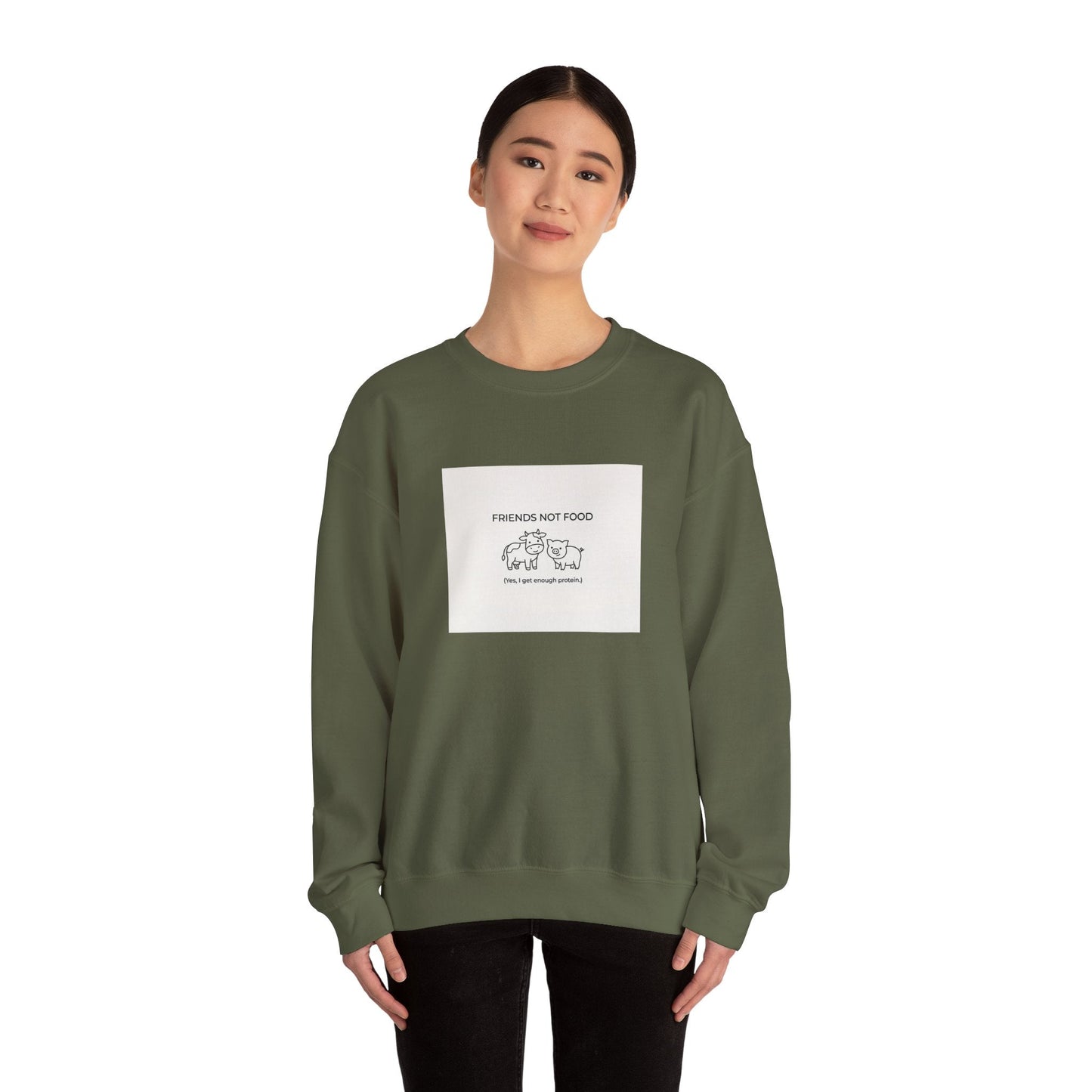 Friends Not Food Sweatshirt — Vegan Animal Rights Crewneck - PrintsyNook