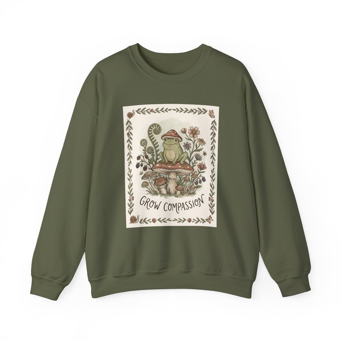 Grow Compassion Frog Sweatshirt — Plant - Based Pride Pullover - PrintsyNook