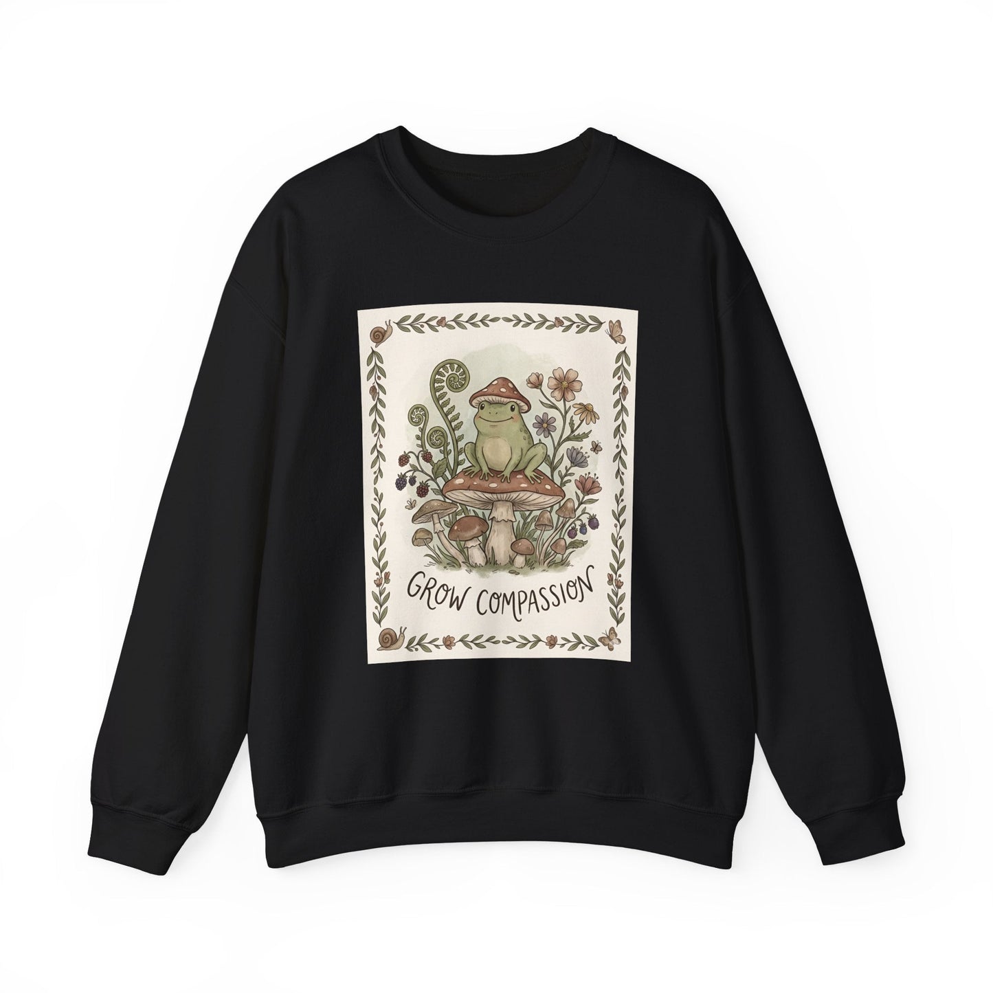 Grow Compassion Frog Sweatshirt — Plant - Based Pride Pullover - PrintsyNook