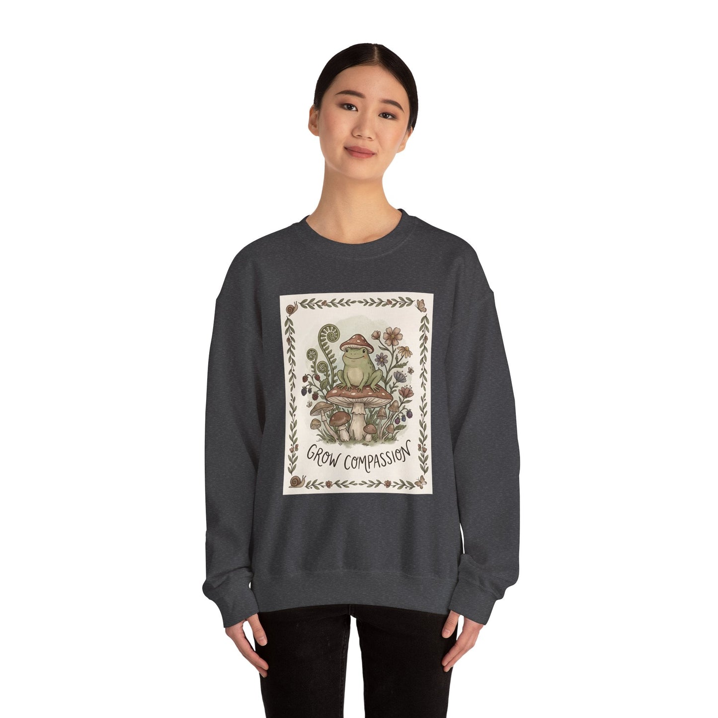 Grow Compassion Frog Sweatshirt — Plant - Based Pride Pullover - PrintsyNook
