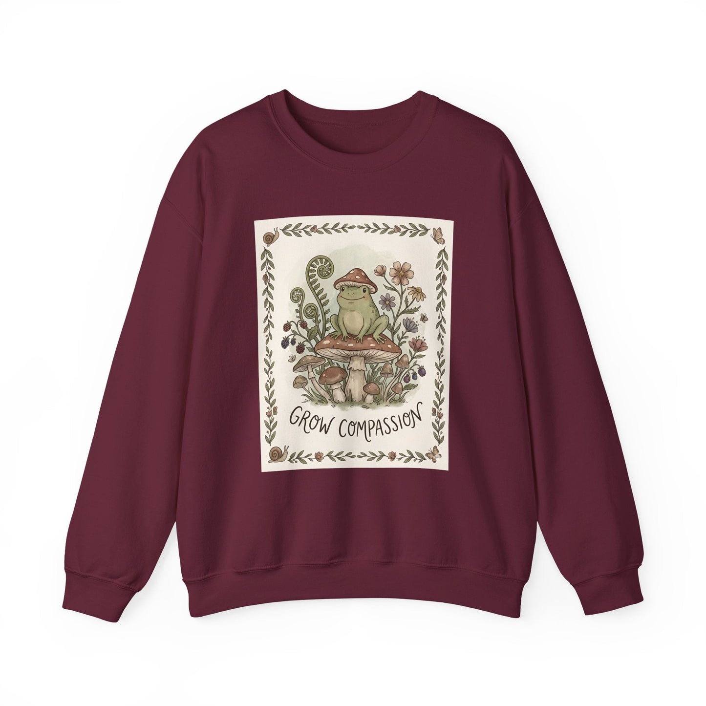 Grow Compassion Frog Sweatshirt — Plant - Based Pride Pullover - PrintsyNook