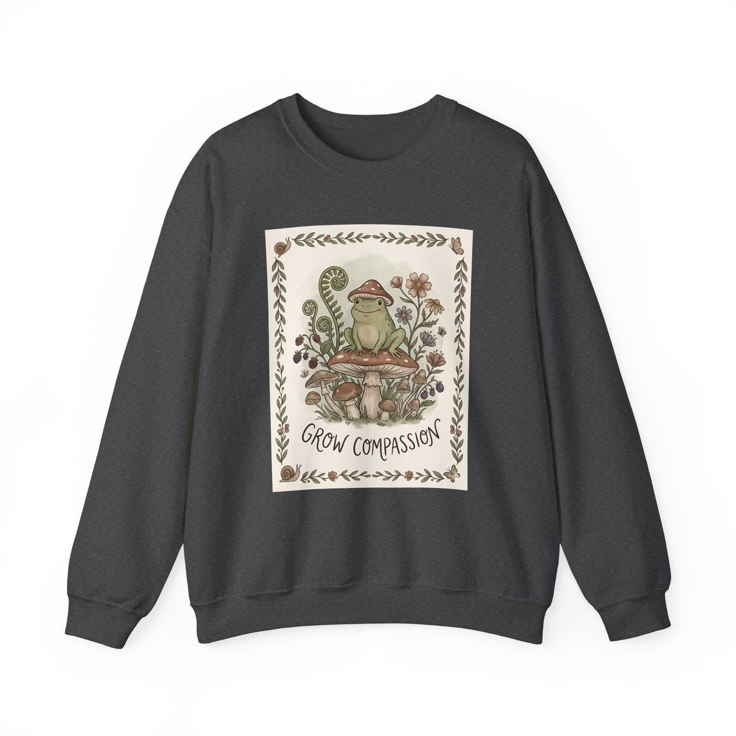 Grow Compassion Frog Sweatshirt — Plant - Based Pride Pullover - PrintsyNook