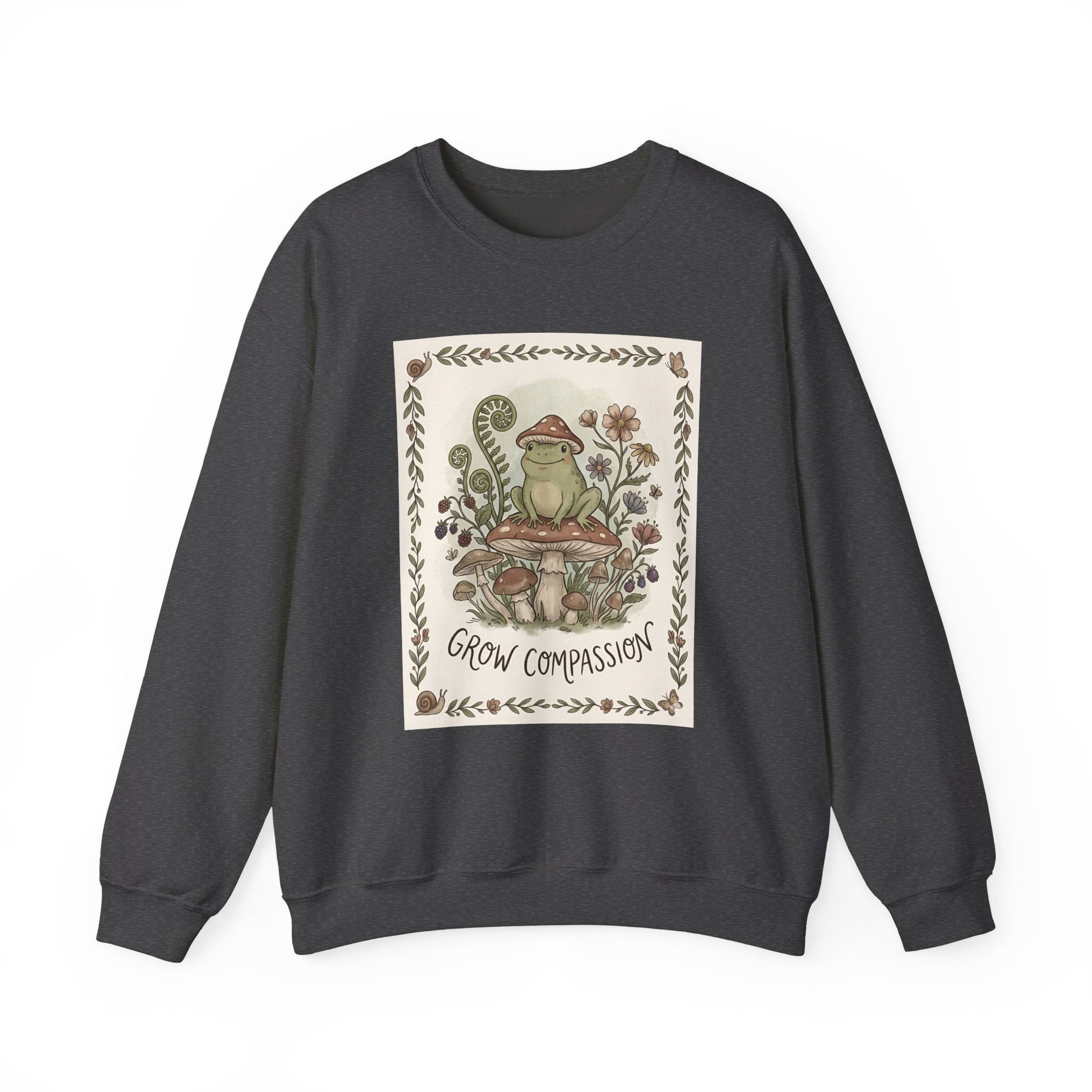 Grow Compassion Frog Sweatshirt — Plant - Based Pride Pullover - PrintsyNook