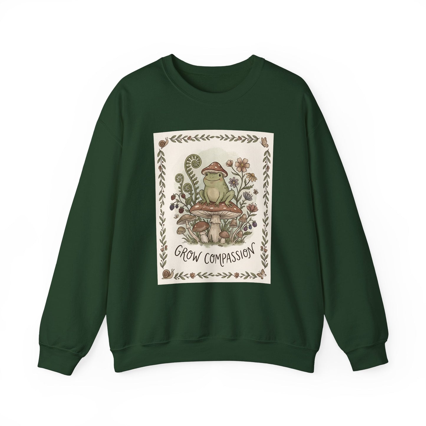 Grow Compassion Frog Sweatshirt — Plant - Based Pride Pullover - PrintsyNook