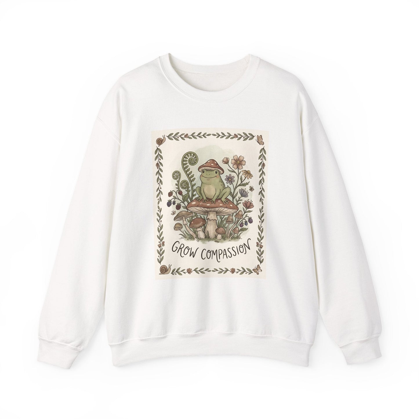 Grow Compassion Frog Sweatshirt — Plant - Based Pride Pullover - PrintsyNook