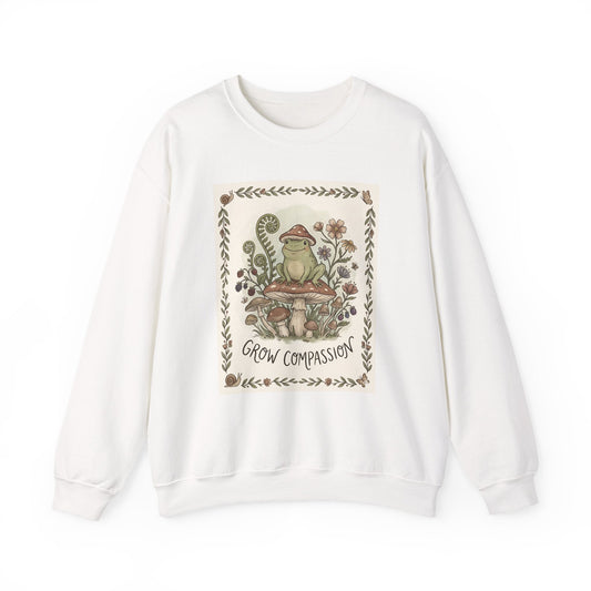 Grow Compassion Frog Sweatshirt — Plant - Based Pride Pullover - PrintsyNook