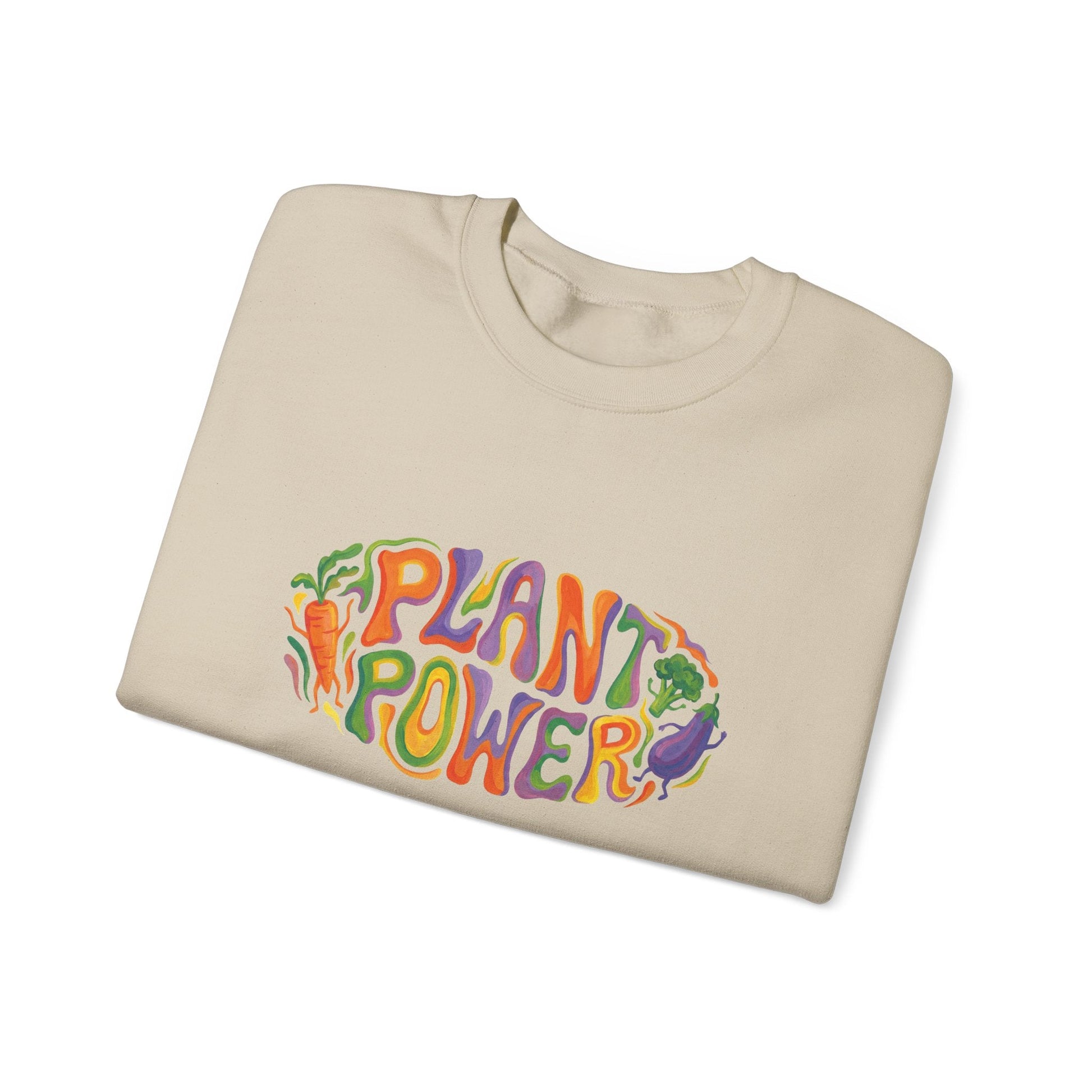 Plant Power Crewneck Sweatshirt — Retro Veggie Graphic Sweatshirt - PrintsyNook