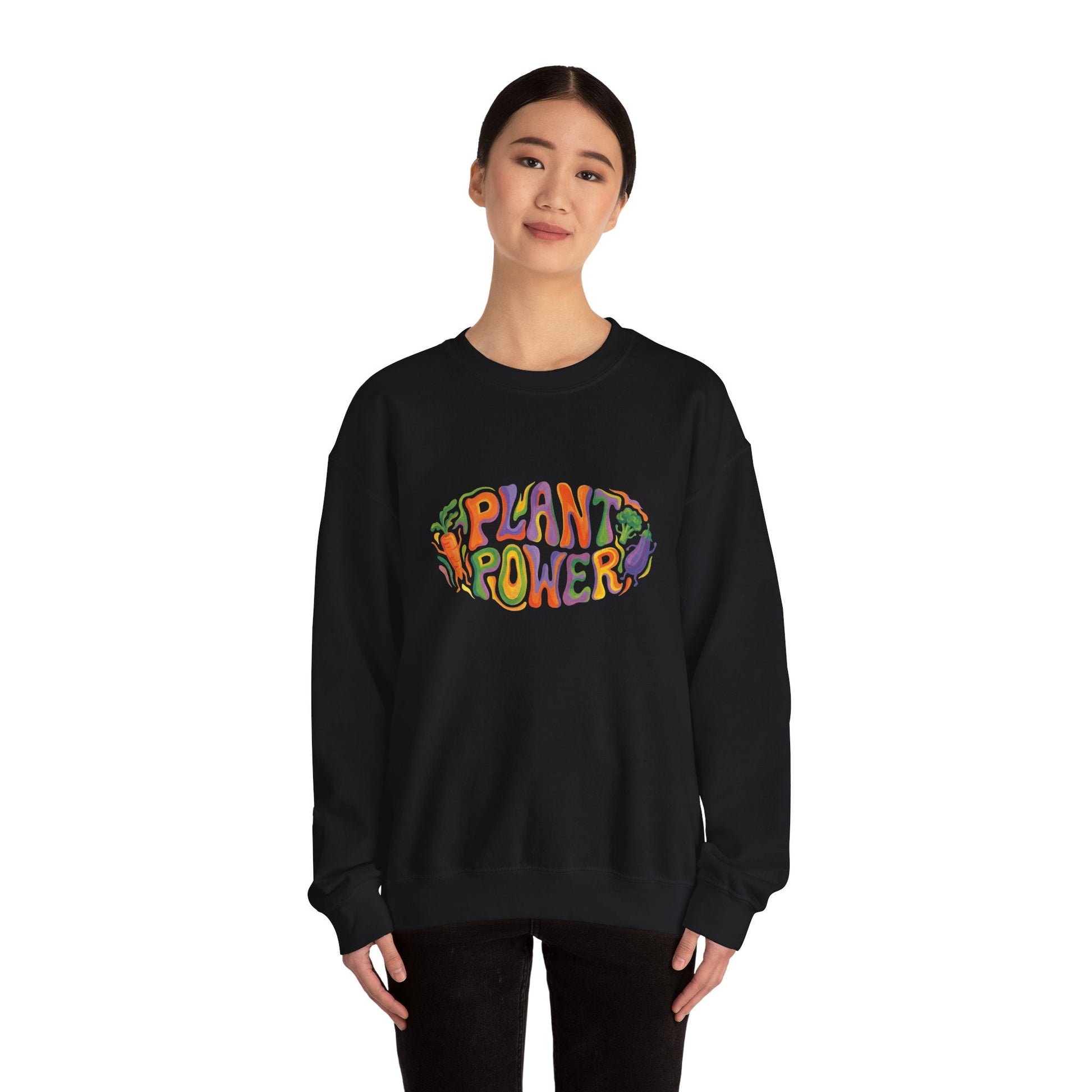 Plant Power Crewneck Sweatshirt — Retro Veggie Graphic Sweatshirt - PrintsyNook