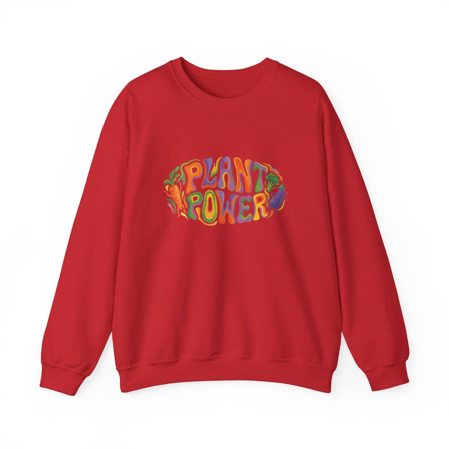 Plant Power Crewneck Sweatshirt — Retro Veggie Graphic Sweatshirt - PrintsyNook