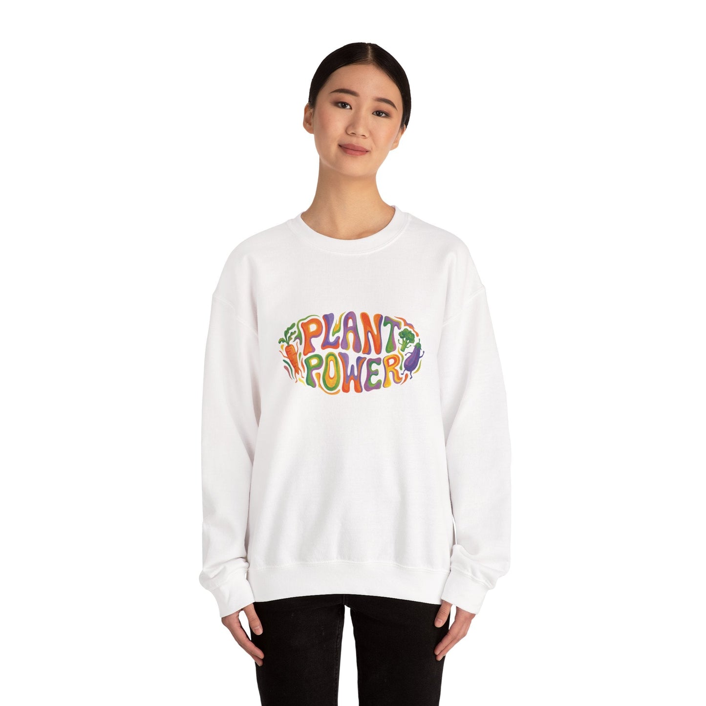 Plant Power Crewneck Sweatshirt — Retro Veggie Graphic Sweatshirt - PrintsyNook