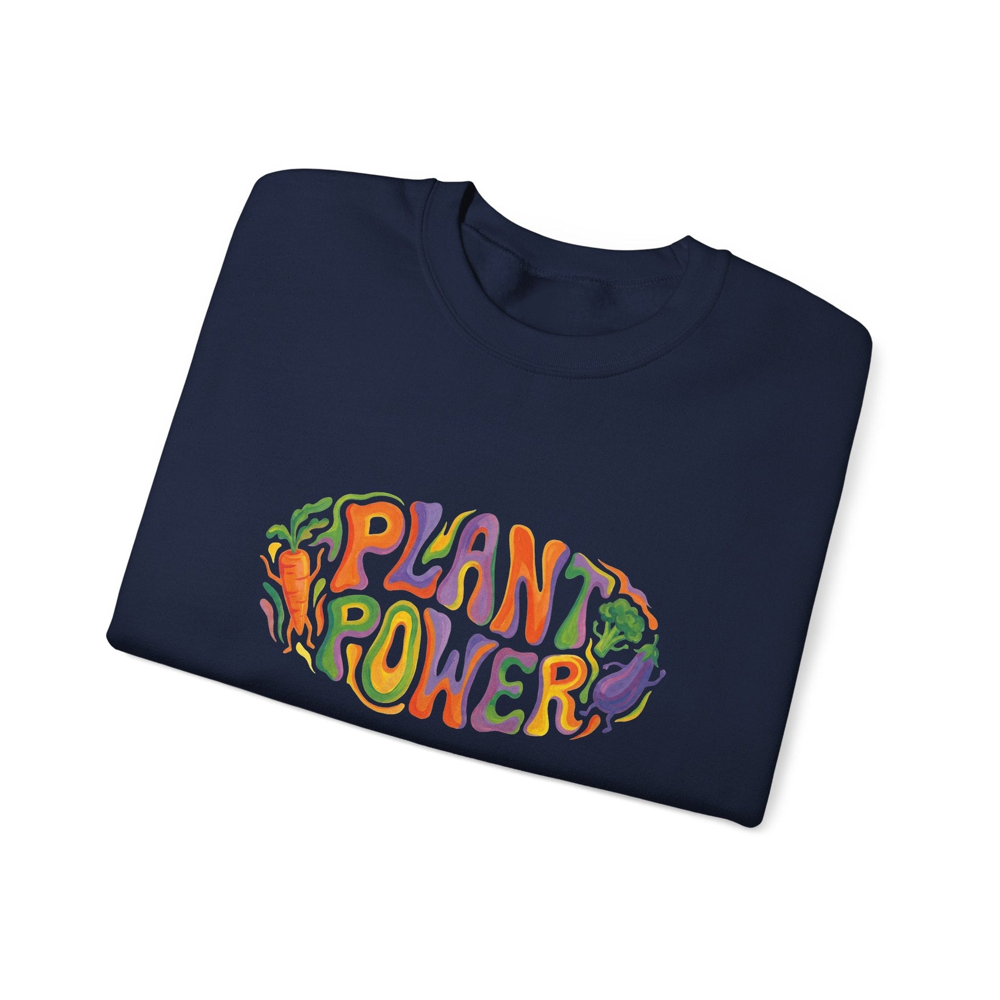 Plant Power Crewneck Sweatshirt — Retro Veggie Graphic Sweatshirt - PrintsyNook