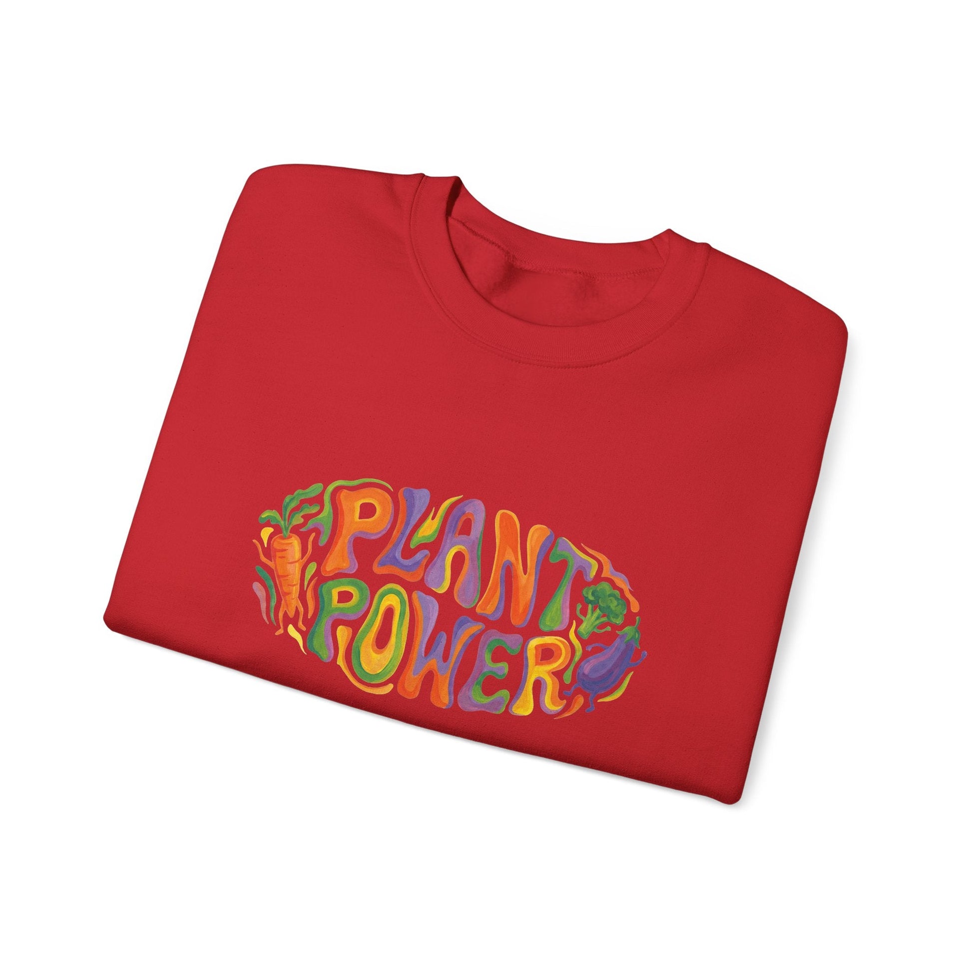 Plant Power Crewneck Sweatshirt — Retro Veggie Graphic Sweatshirt - PrintsyNook