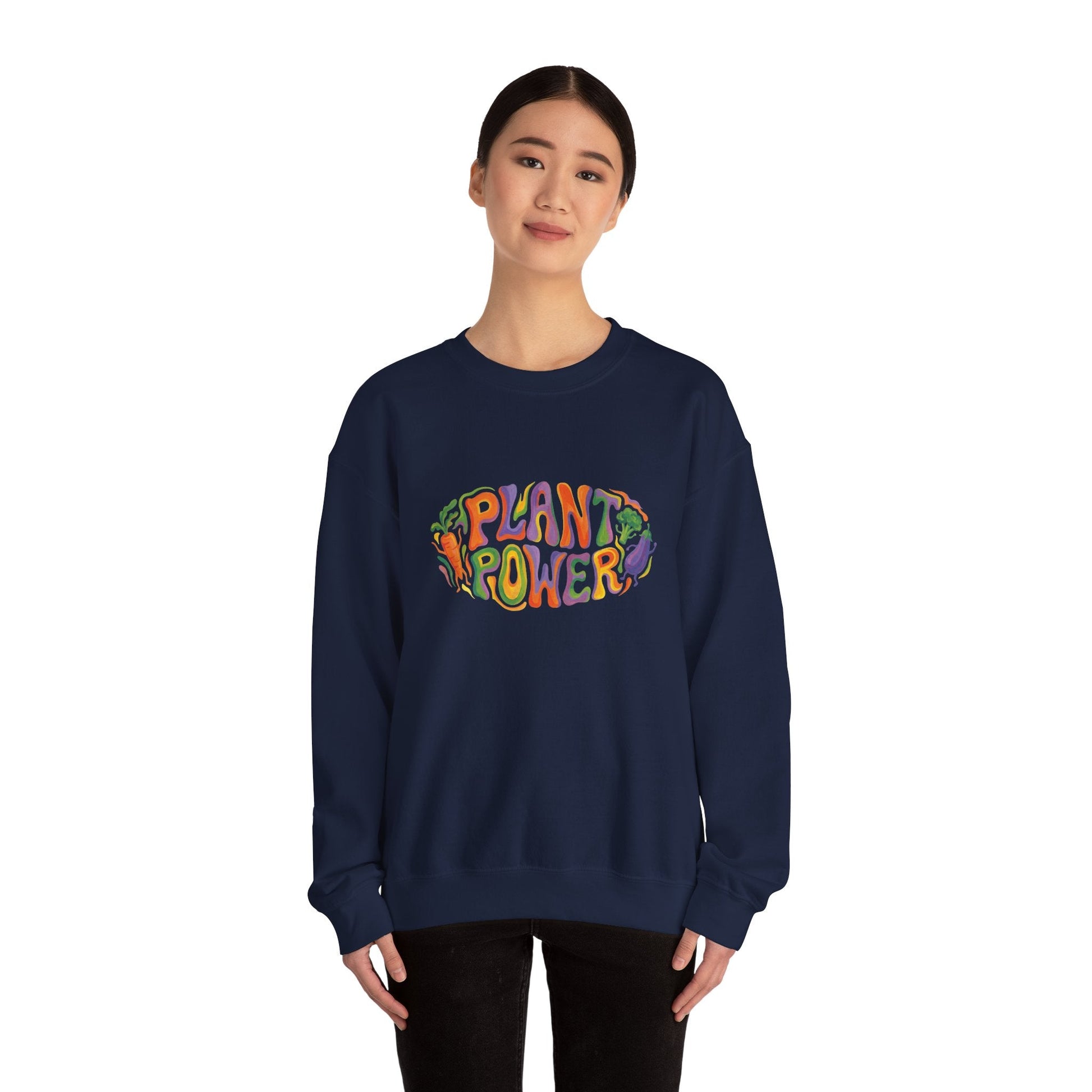 Plant Power Crewneck Sweatshirt — Retro Veggie Graphic Sweatshirt - PrintsyNook