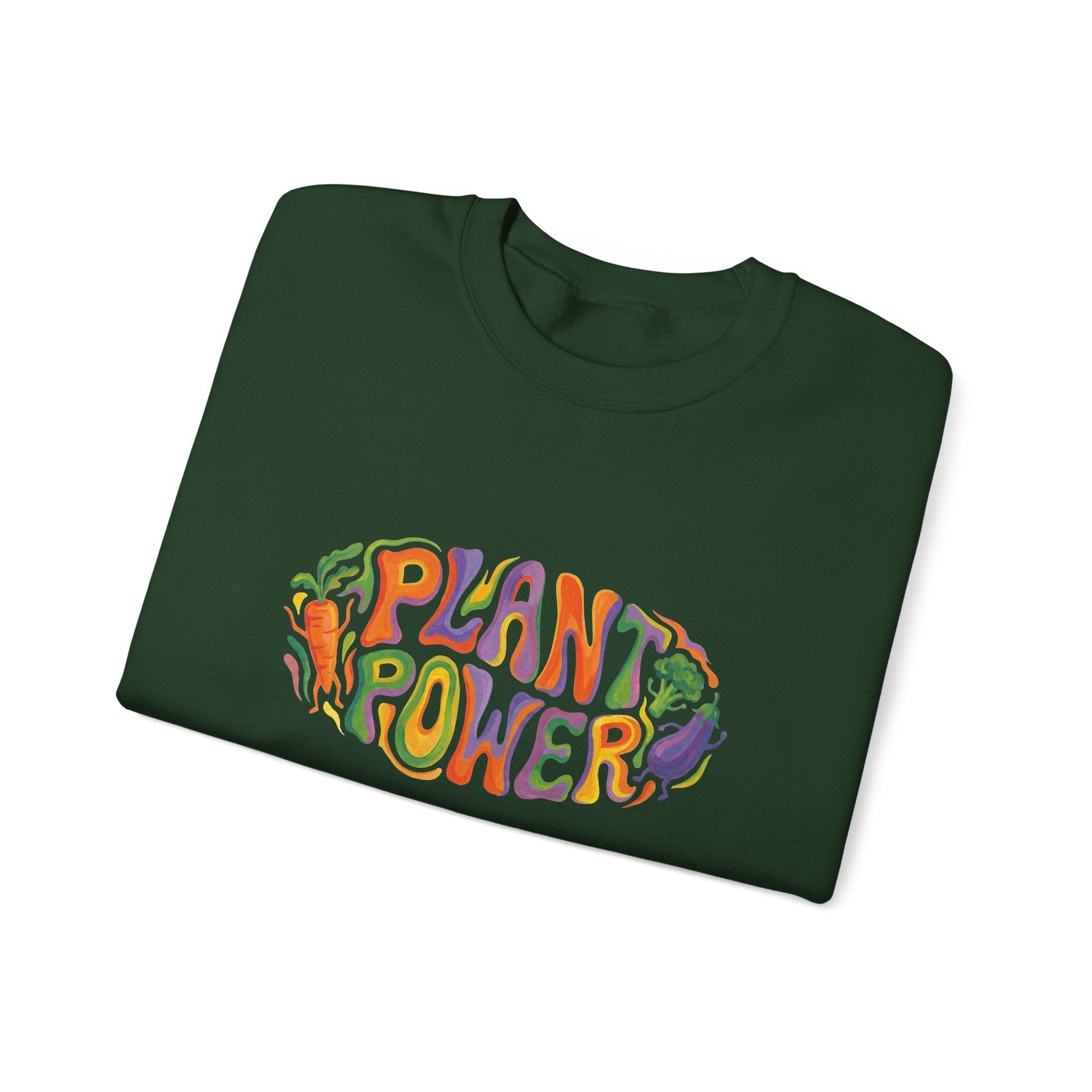 Plant Power Crewneck Sweatshirt — Retro Veggie Graphic Sweatshirt - PrintsyNook