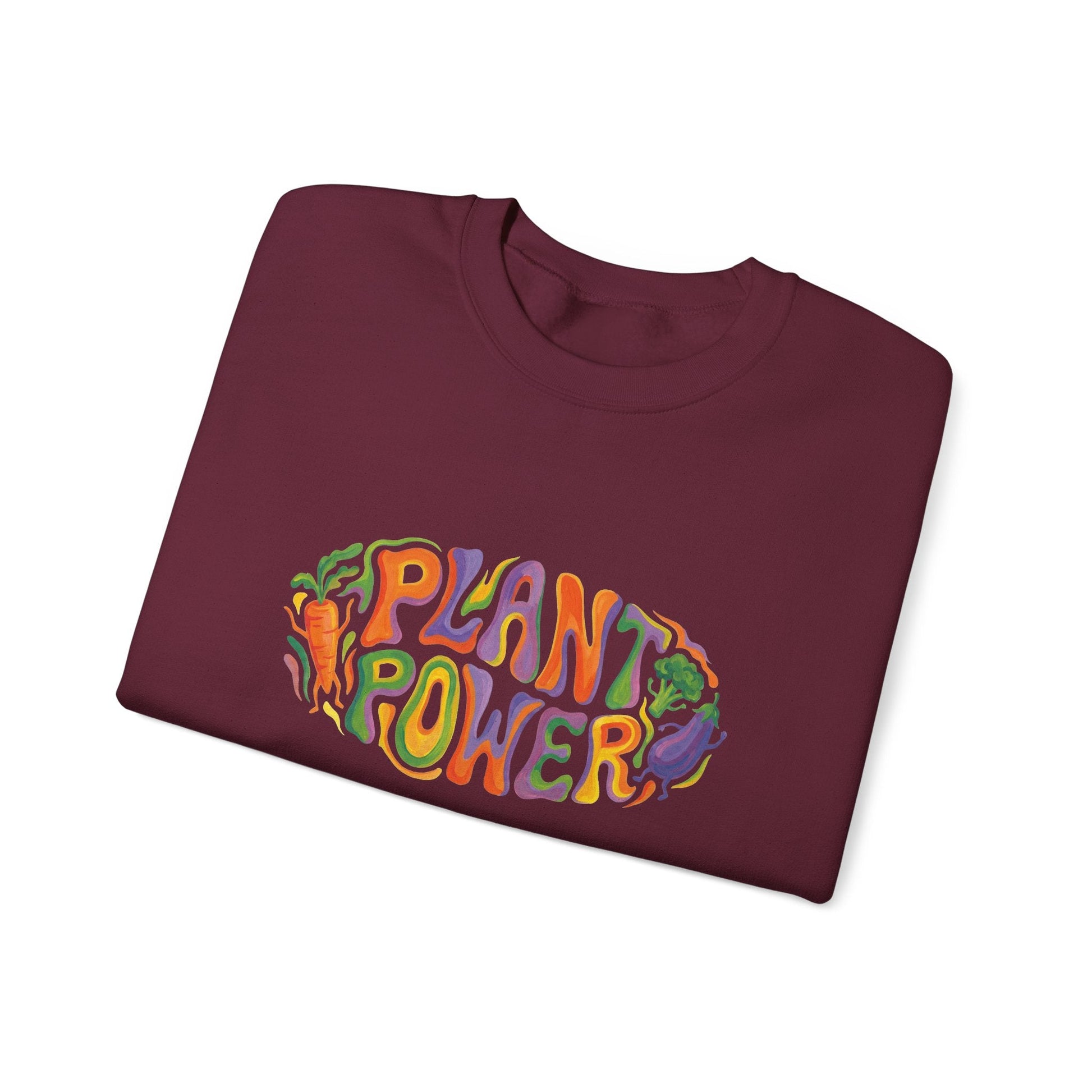 Plant Power Crewneck Sweatshirt — Retro Veggie Graphic Sweatshirt - PrintsyNook