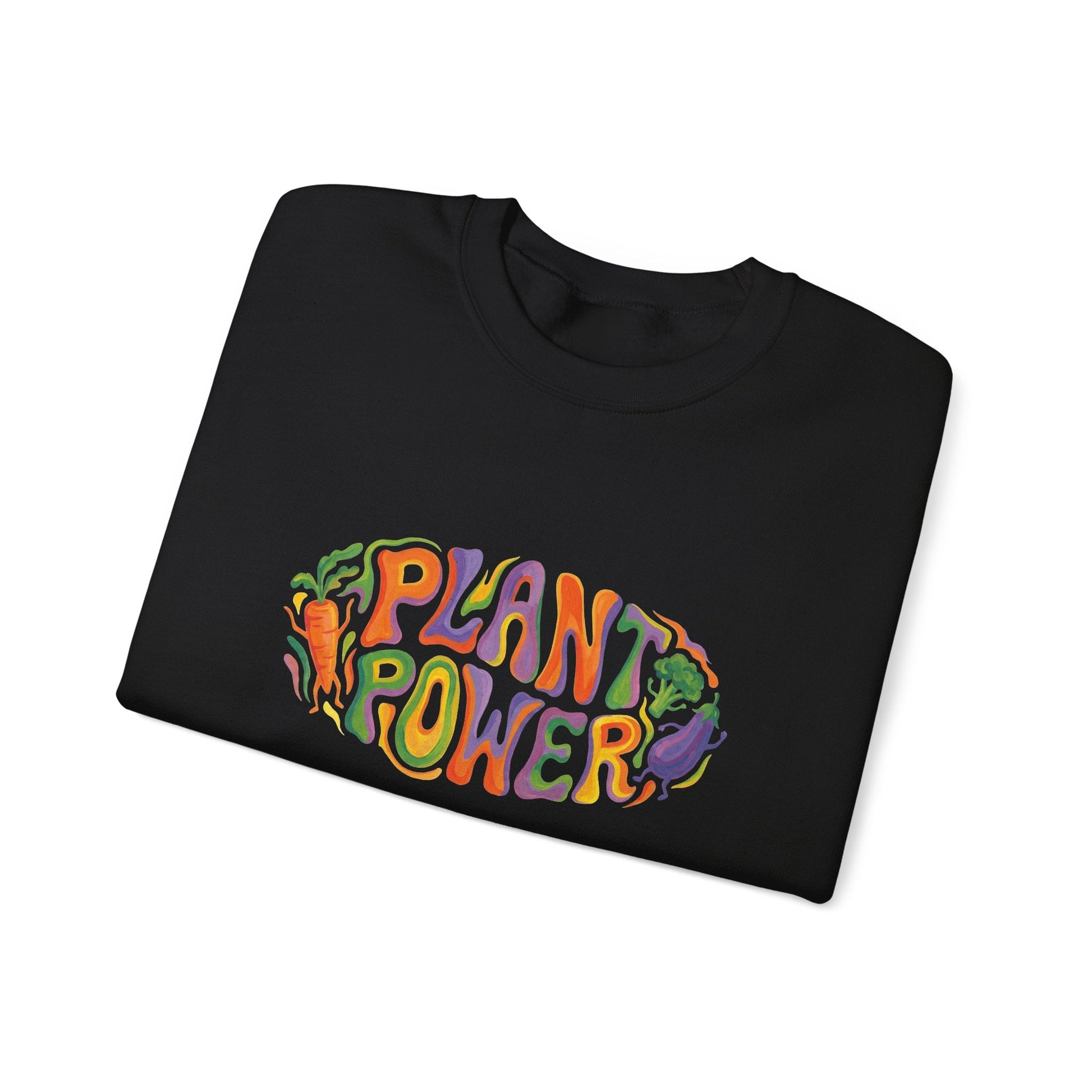 Plant Power Crewneck Sweatshirt — Retro Veggie Graphic Sweatshirt - PrintsyNook