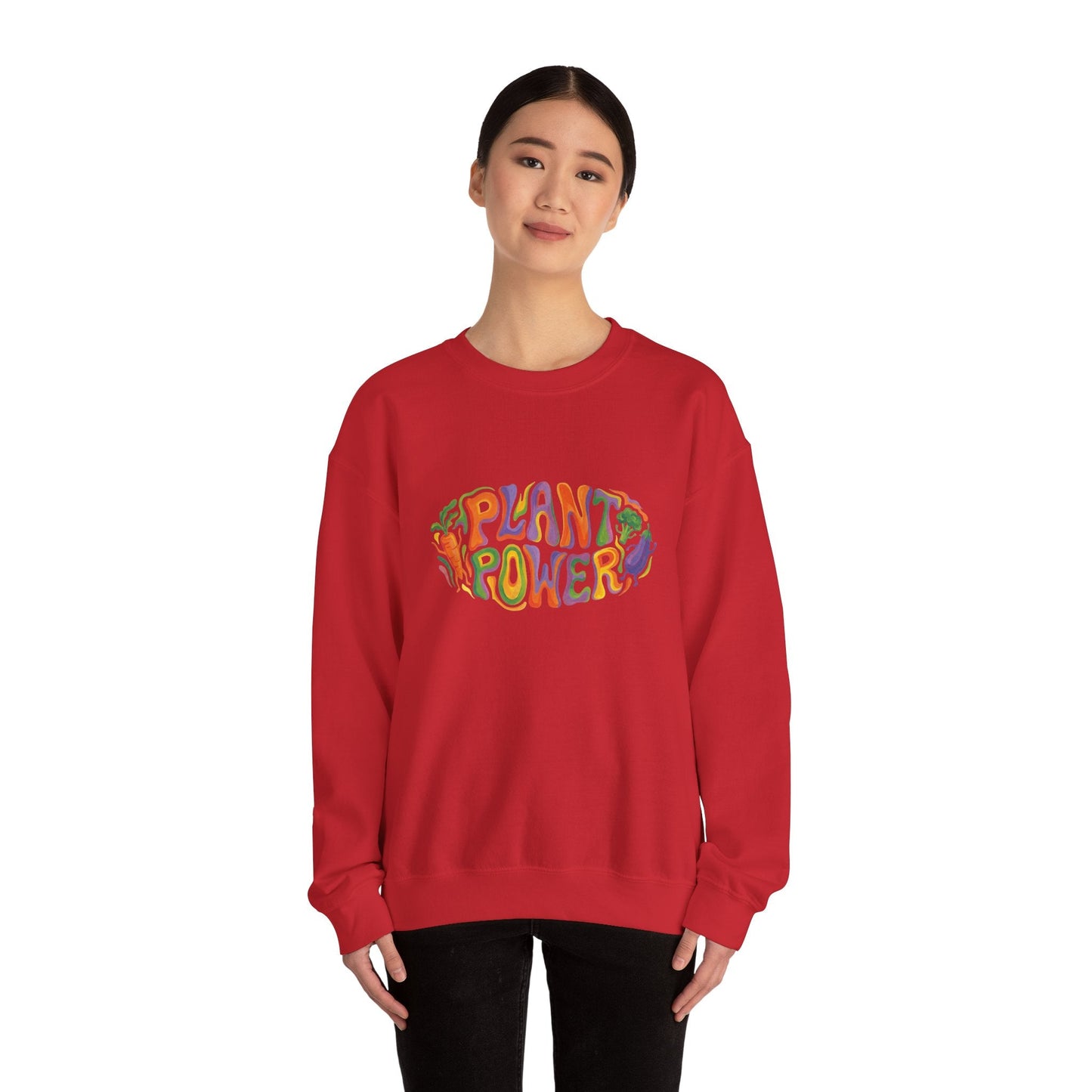 Plant Power Crewneck Sweatshirt — Retro Veggie Graphic Sweatshirt - PrintsyNook