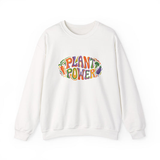 Plant Power Crewneck Sweatshirt — Retro Veggie Graphic Sweatshirt - PrintsyNook