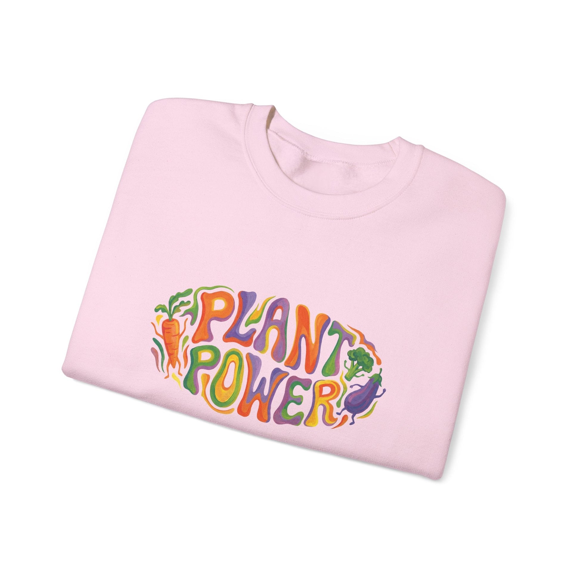 Plant Power Crewneck Sweatshirt — Retro Veggie Graphic Sweatshirt - PrintsyNook
