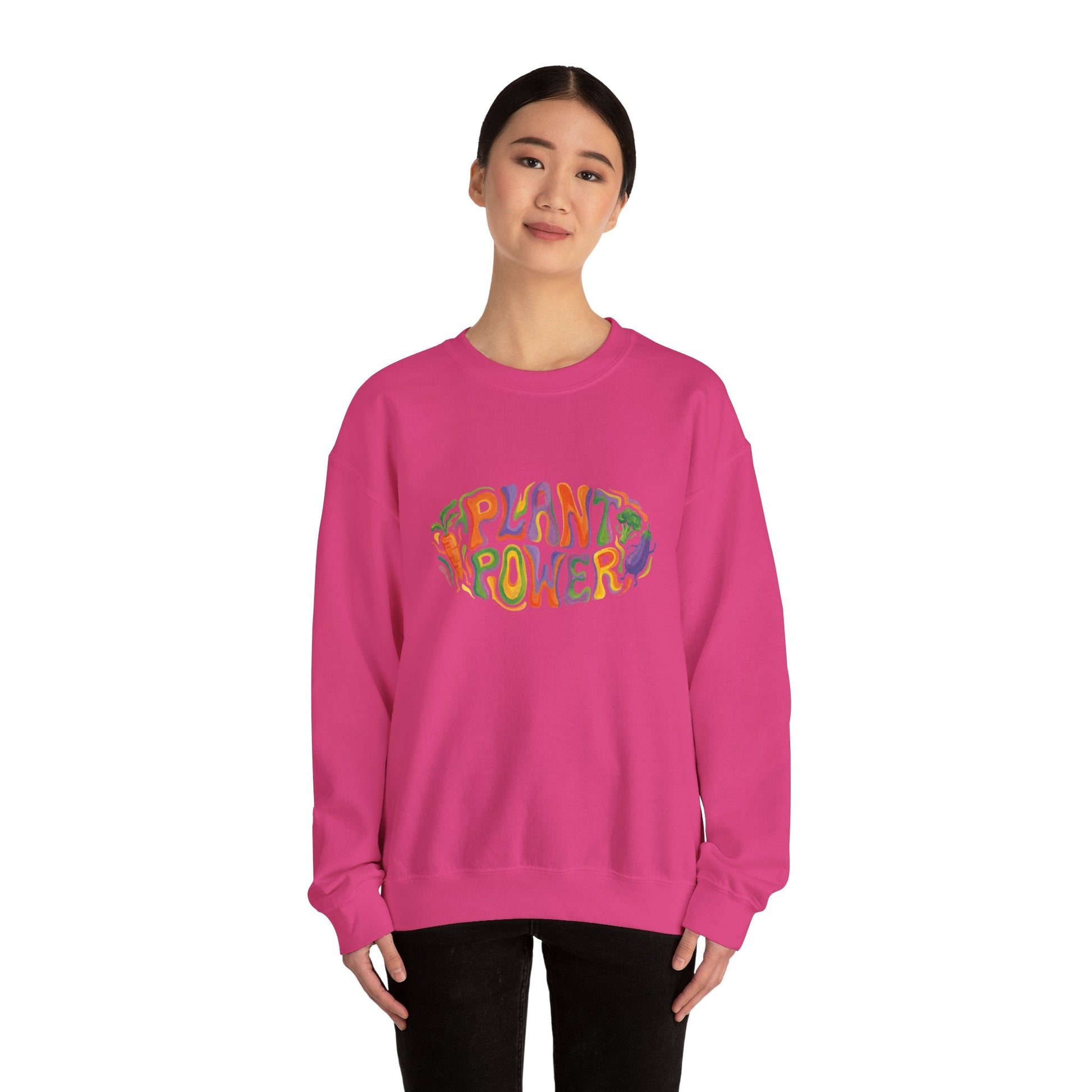 Plant Power Crewneck Sweatshirt — Retro Veggie Graphic Sweatshirt - PrintsyNook
