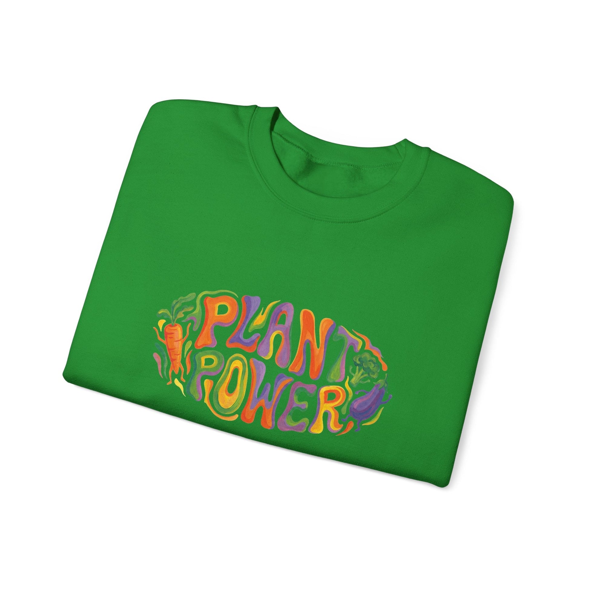 Plant Power Crewneck Sweatshirt — Retro Veggie Graphic Sweatshirt - PrintsyNook