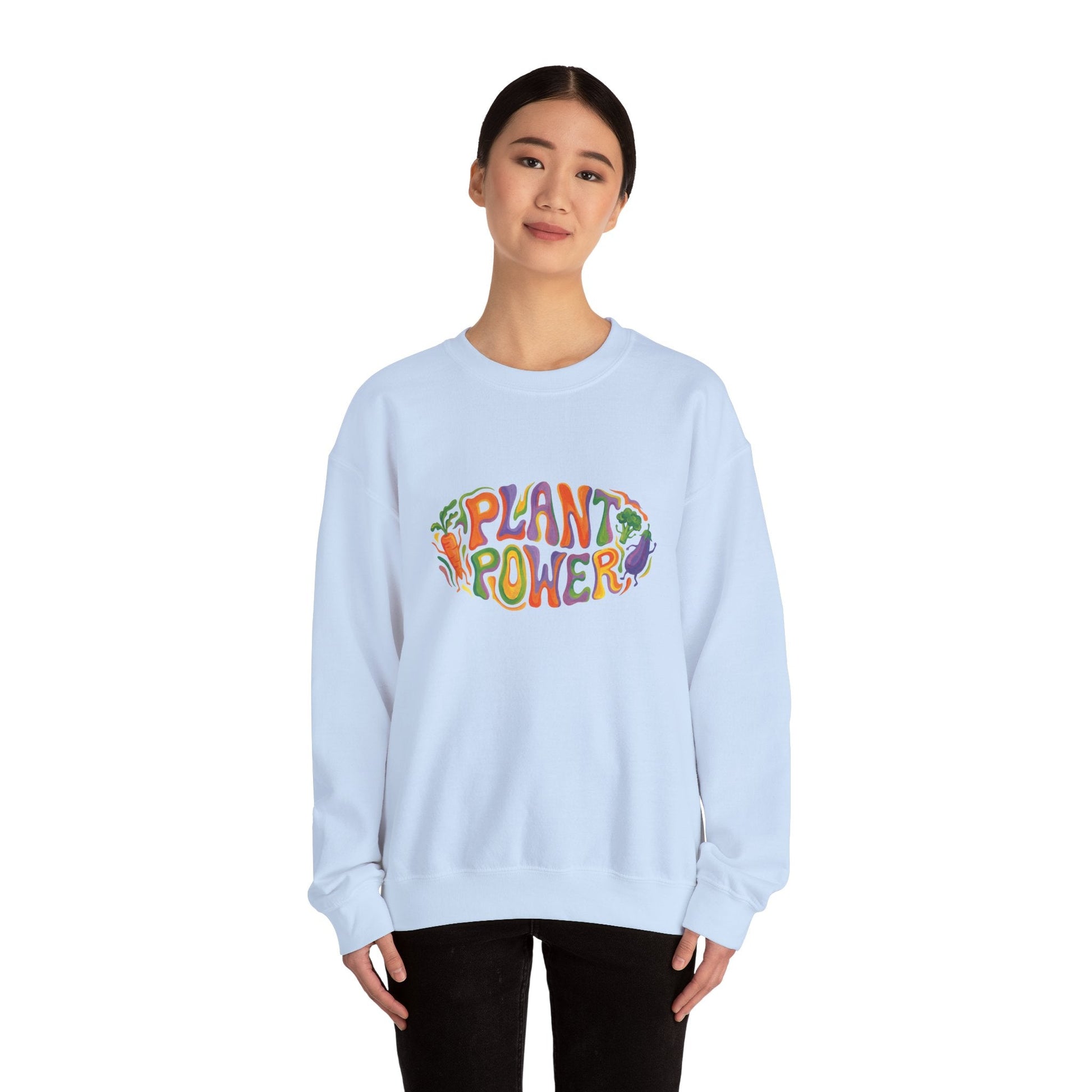 Plant Power Crewneck Sweatshirt — Retro Veggie Graphic Sweatshirt - PrintsyNook
