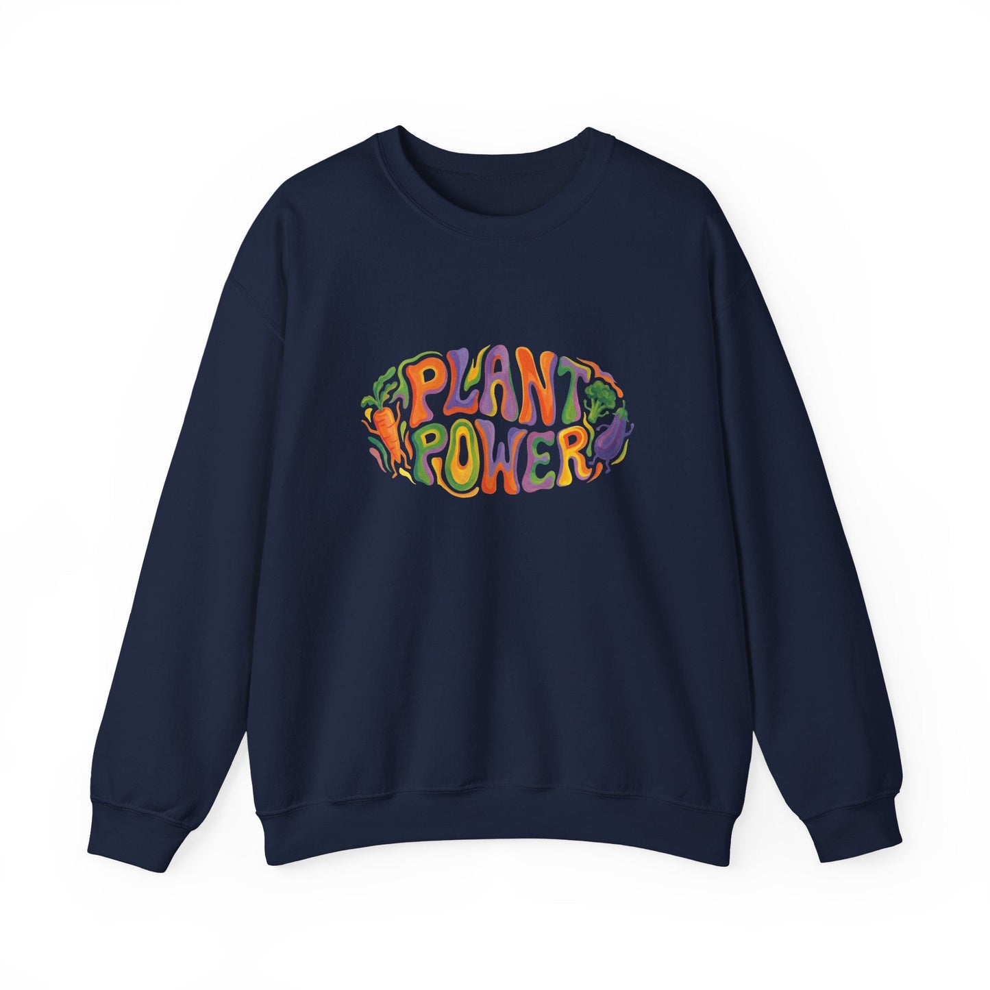 Plant Power Crewneck Sweatshirt — Retro Veggie Graphic Sweatshirt - PrintsyNook