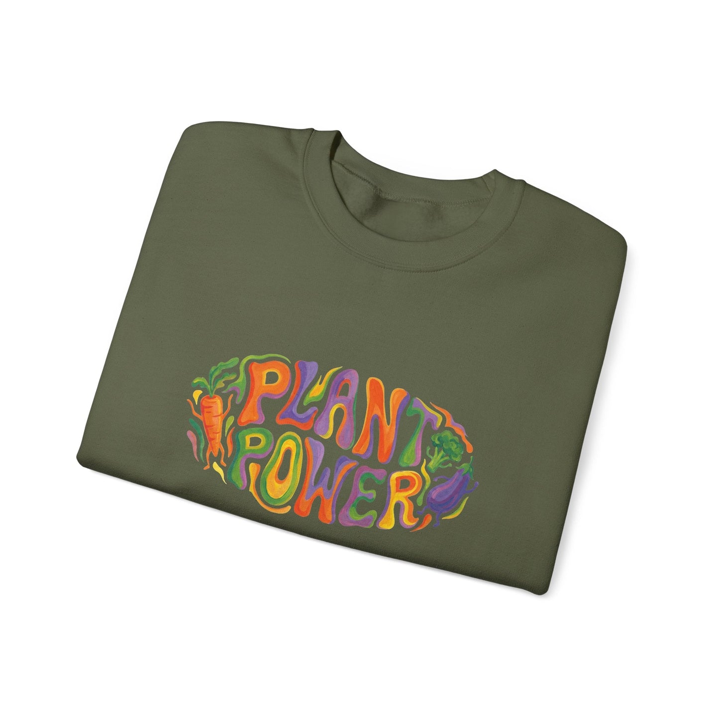 Plant Power Crewneck Sweatshirt — Retro Veggie Graphic Sweatshirt - PrintsyNook