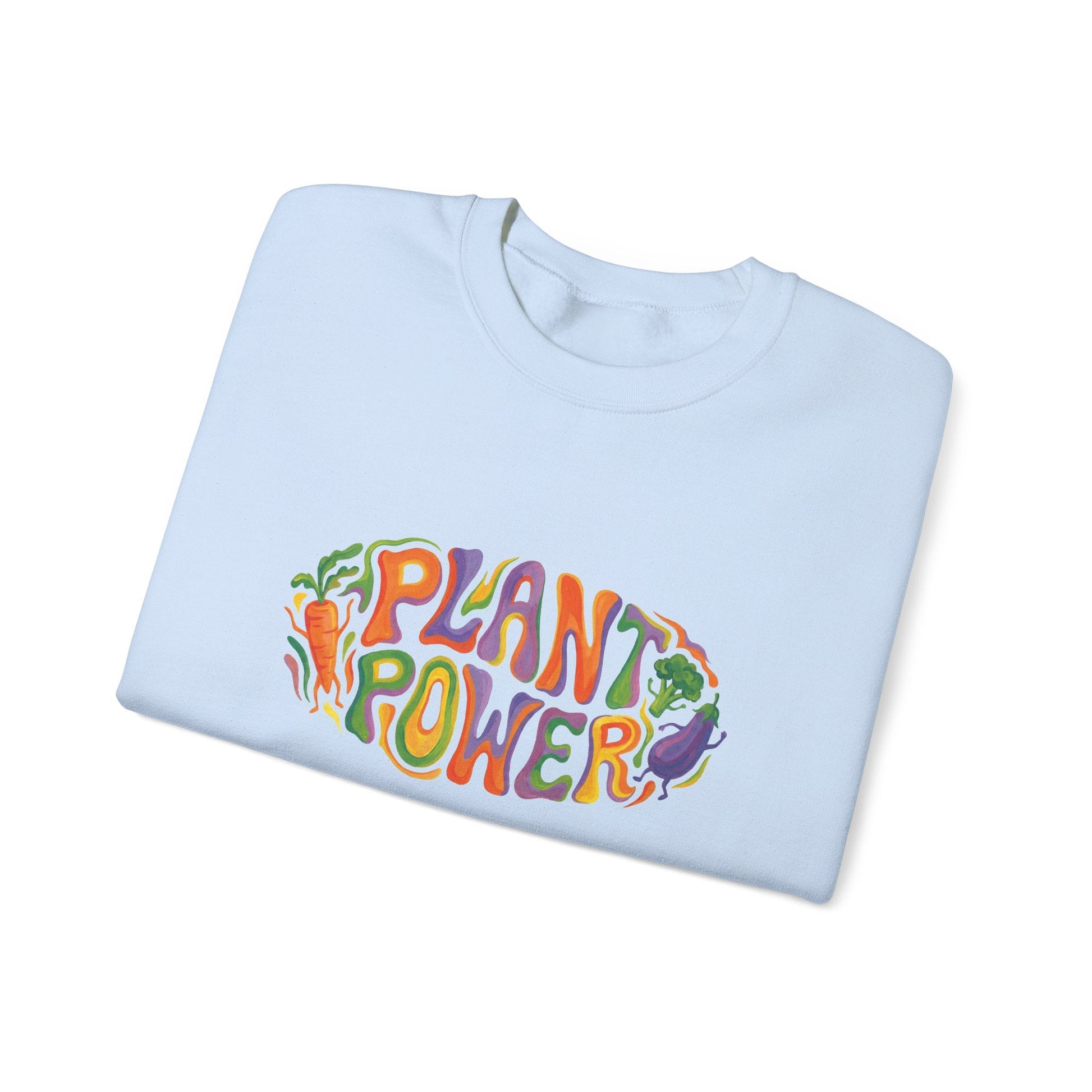 Plant Power Crewneck Sweatshirt — Retro Veggie Graphic Sweatshirt - PrintsyNook