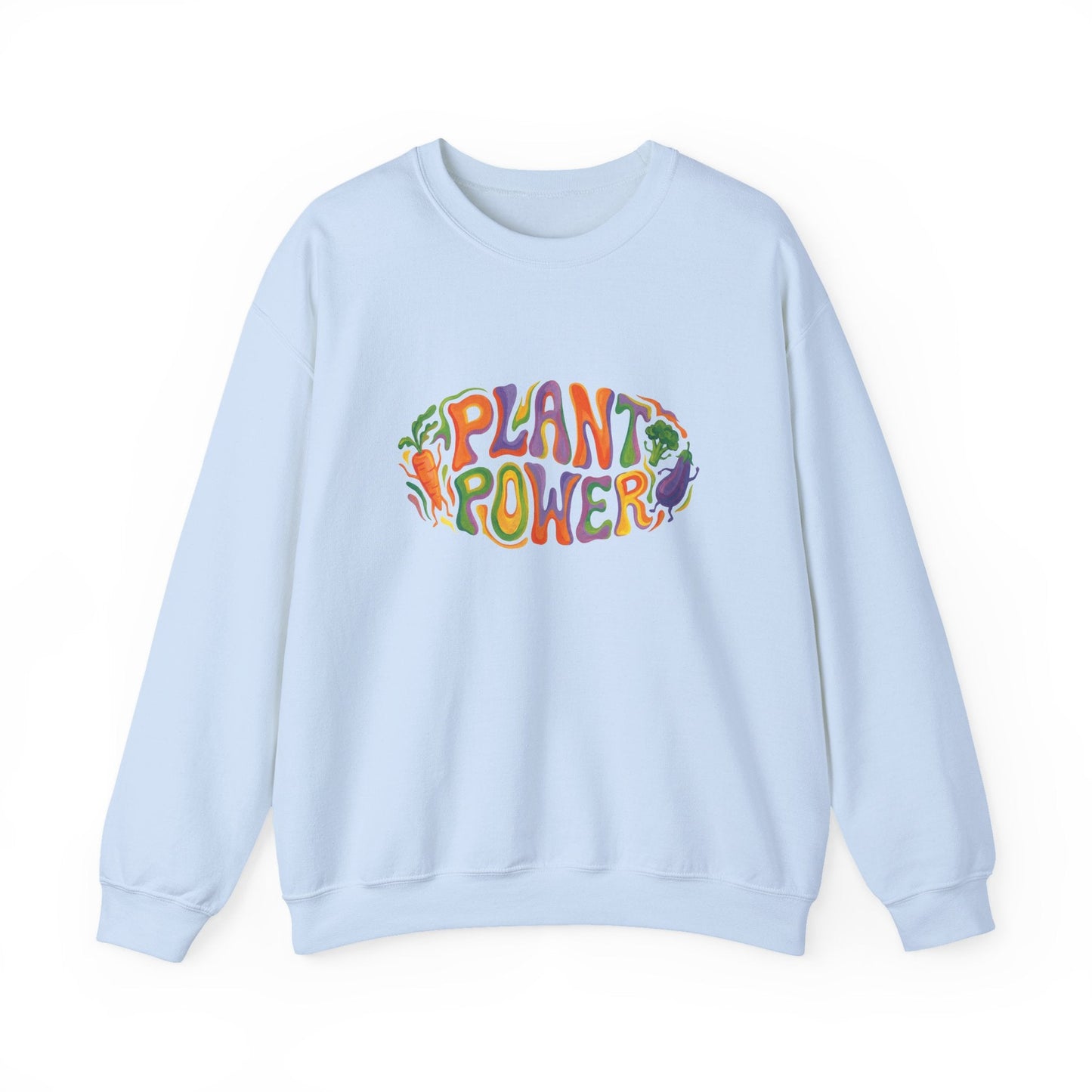 Plant Power Crewneck Sweatshirt — Retro Veggie Graphic Sweatshirt - PrintsyNook