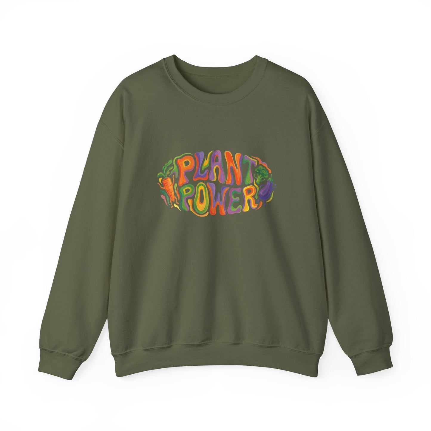 Plant Power Crewneck Sweatshirt — Retro Veggie Graphic Sweatshirt - PrintsyNook