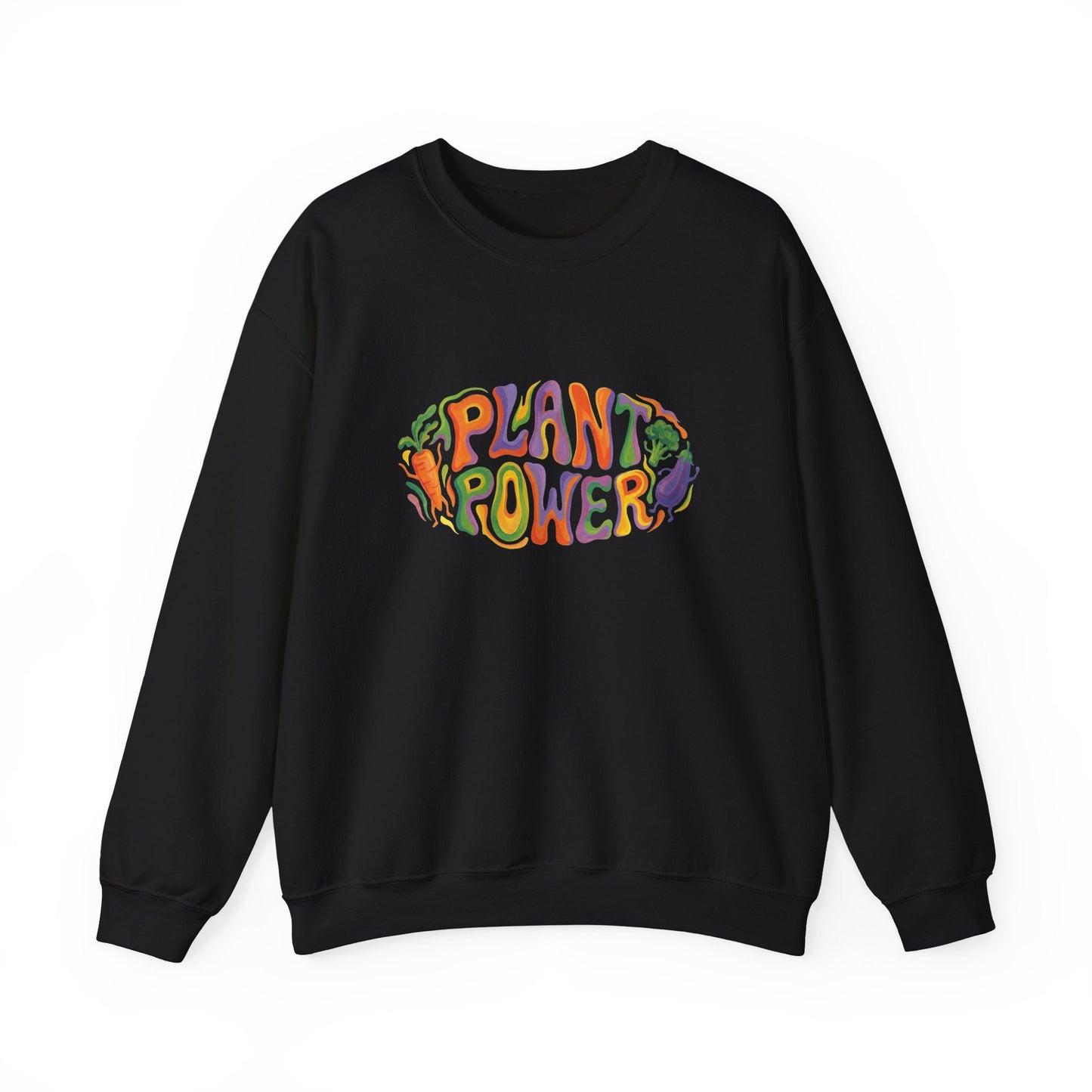 Plant Power Crewneck Sweatshirt — Retro Veggie Graphic Sweatshirt - PrintsyNook