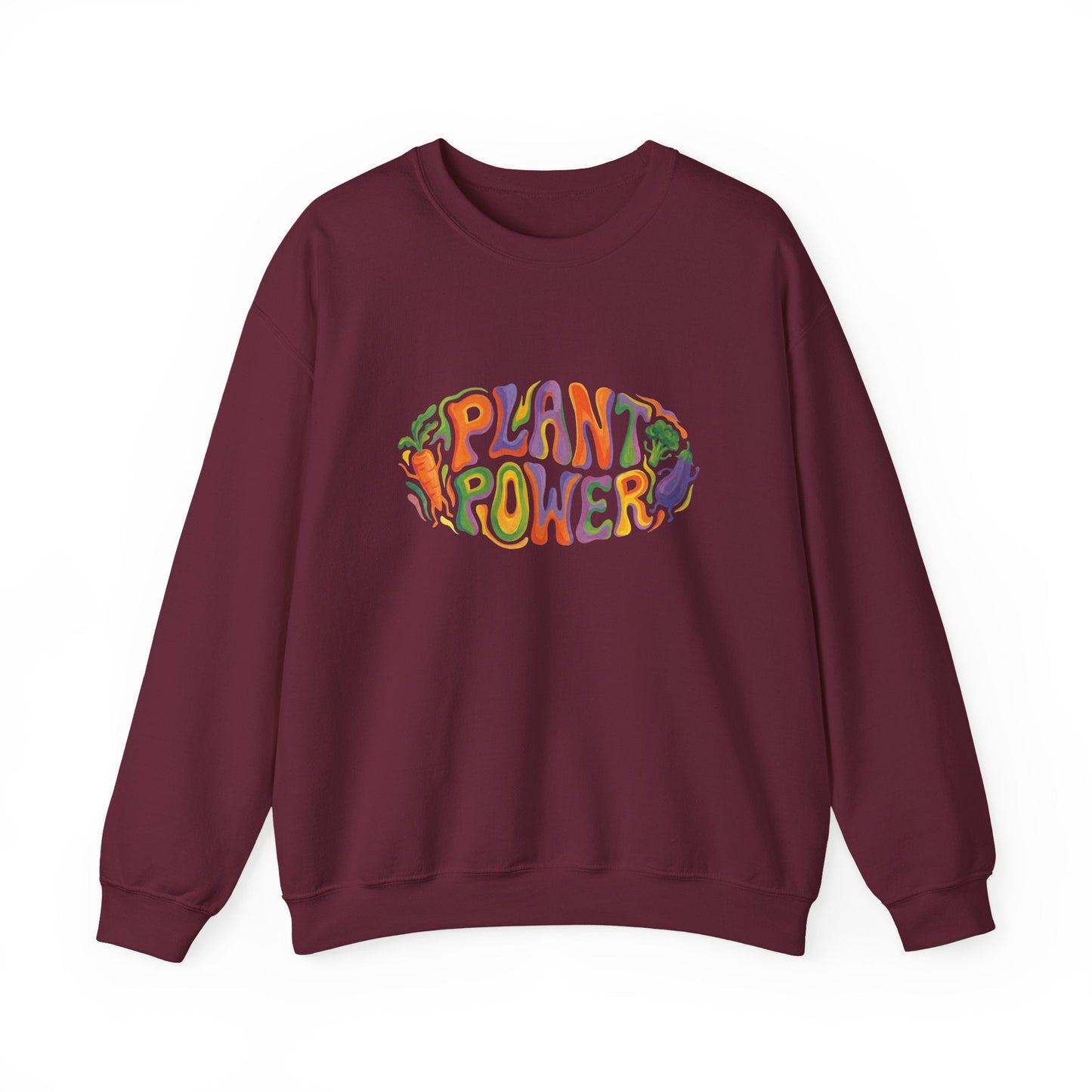 Plant Power Crewneck Sweatshirt — Retro Veggie Graphic Sweatshirt - PrintsyNook