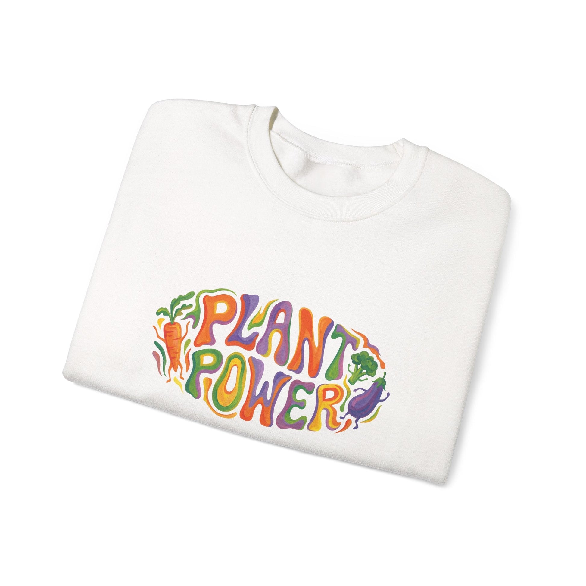 Plant Power Crewneck Sweatshirt — Retro Veggie Graphic Sweatshirt - PrintsyNook
