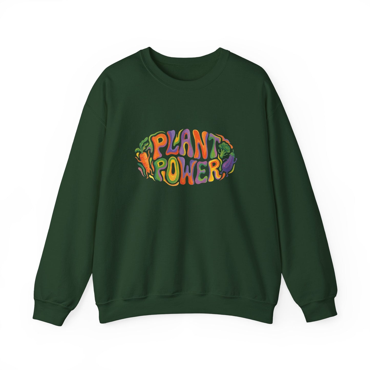 Plant Power Crewneck Sweatshirt — Retro Veggie Graphic Sweatshirt - PrintsyNook